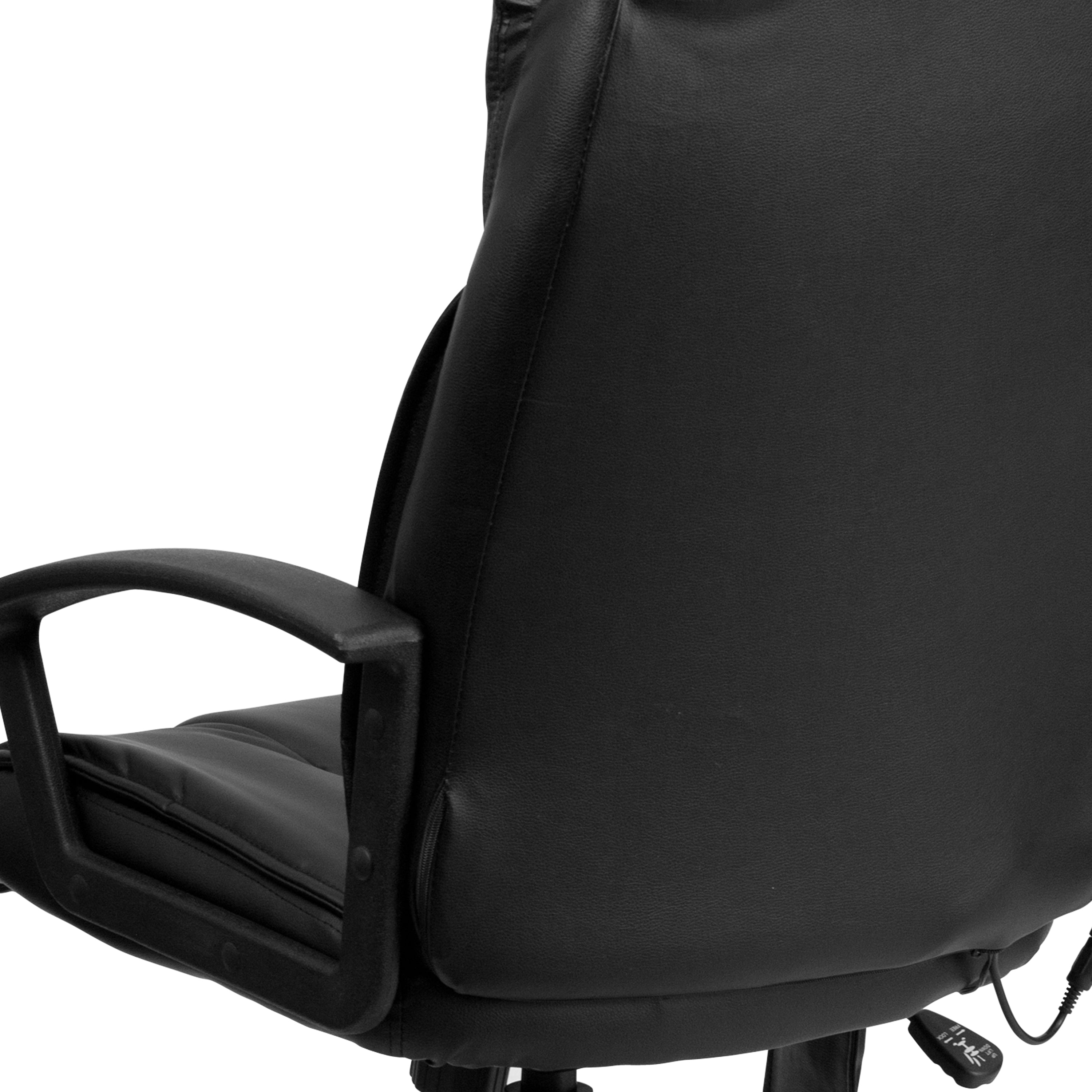 High Back Ergonomic Massaging LeatherSoft Soft Ripple Upholstered Executive Swivel Office Chair with Side Remote Pocket and Arms