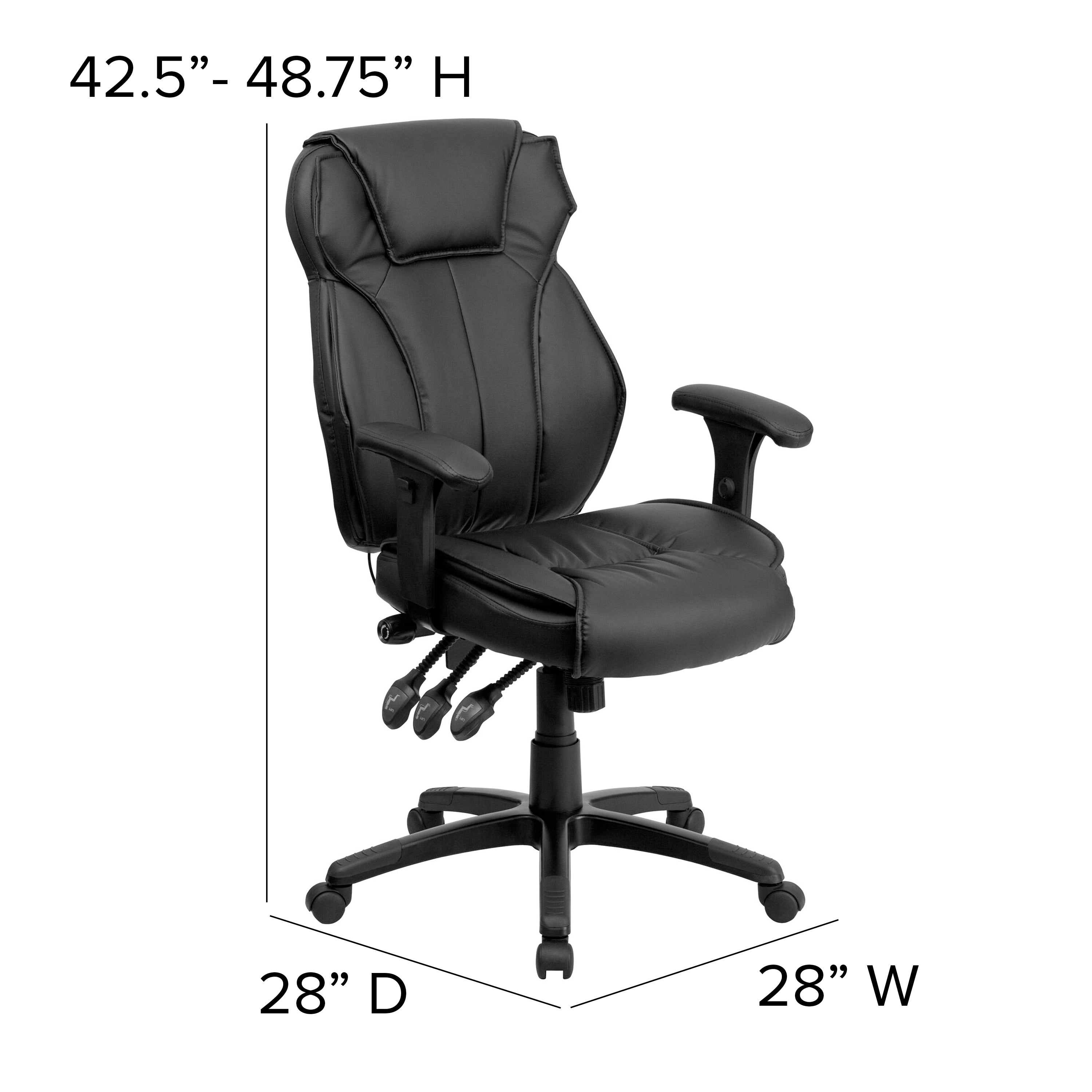 High Back LeatherSoft Multifunction Executive Swivel Ergonomic Office Chair with Lumbar Support Knob with Arms