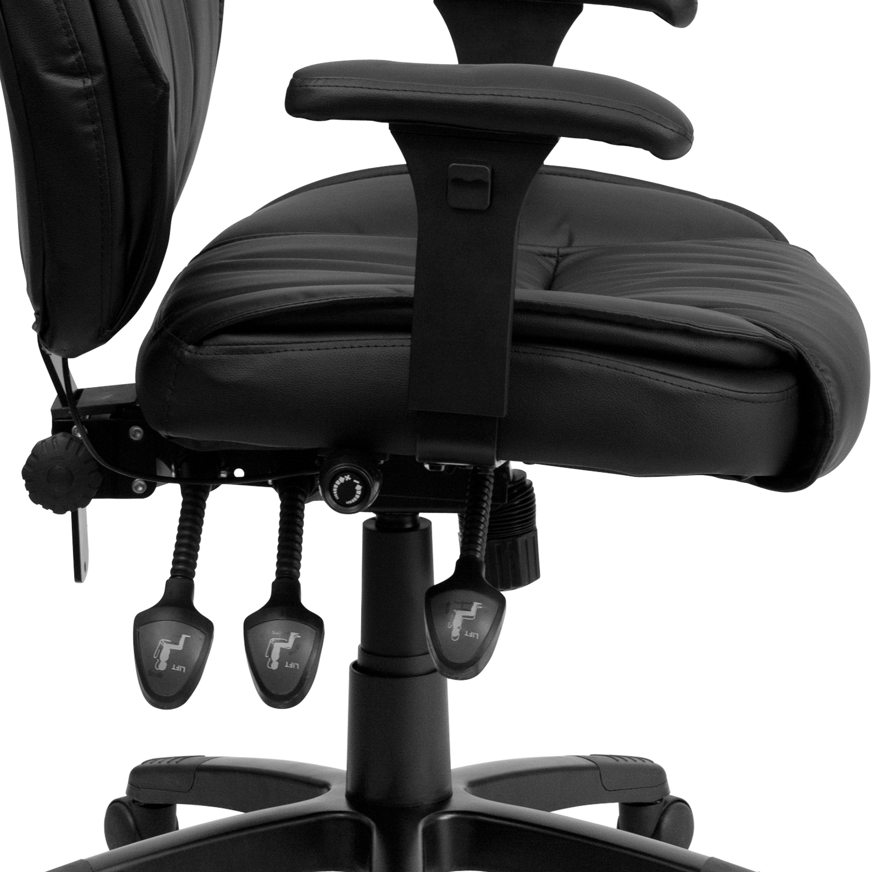 High Back LeatherSoft Multifunction Executive Swivel Ergonomic Office Chair with Lumbar Support Knob with Arms
