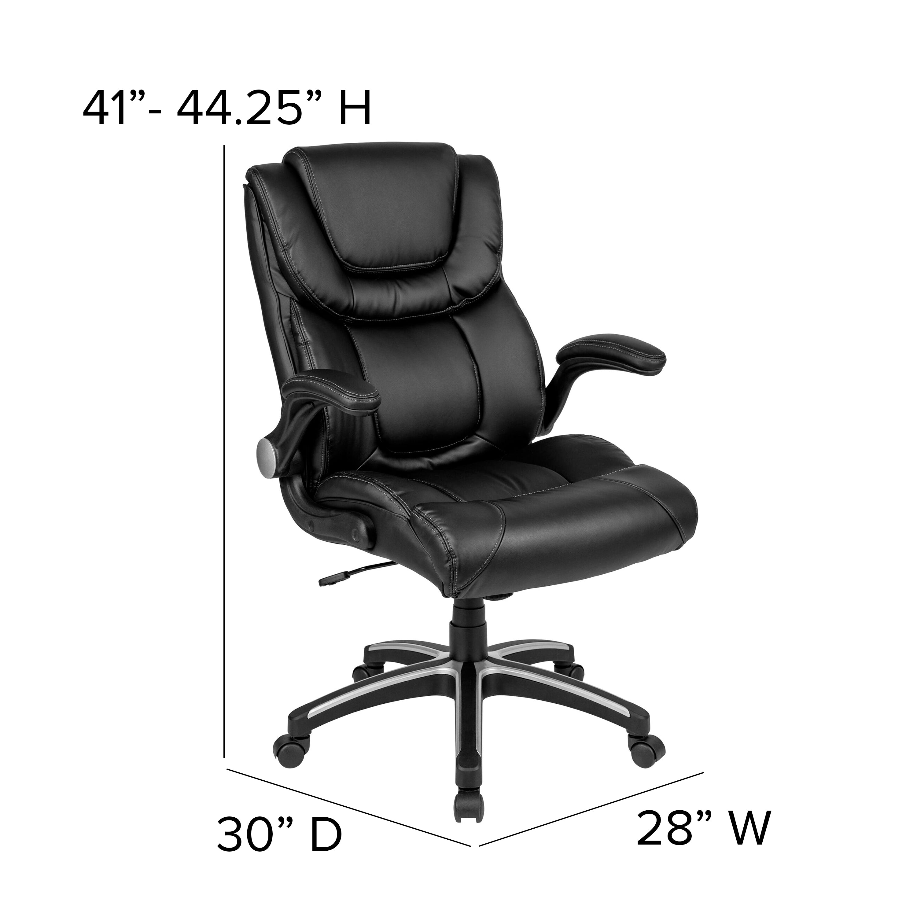 High Back LeatherSoft Executive Swivel Office Chair with Double Layered Headrest and Open Arms