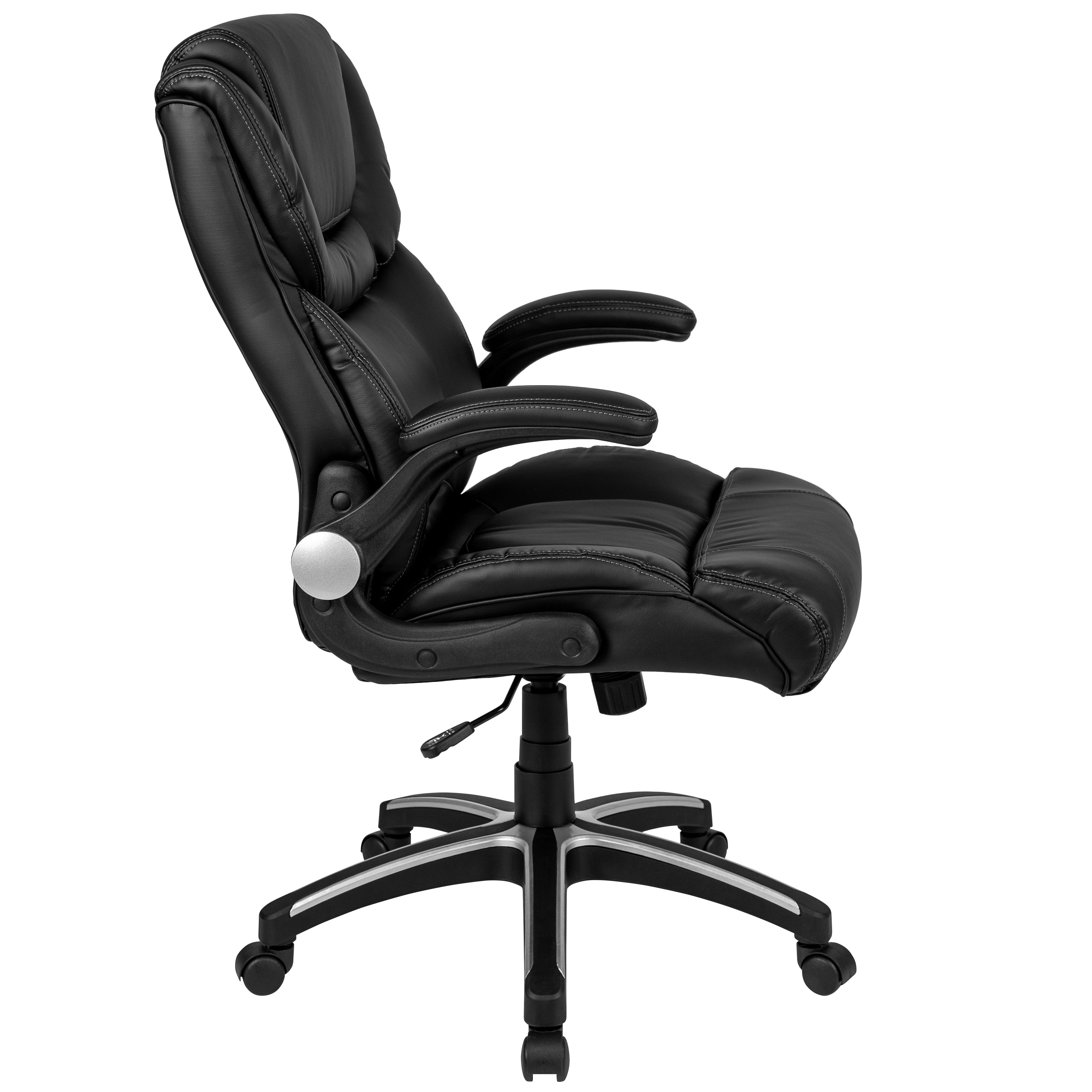 High Back LeatherSoft Executive Swivel Office Chair with Double Layered Headrest and Open Arms