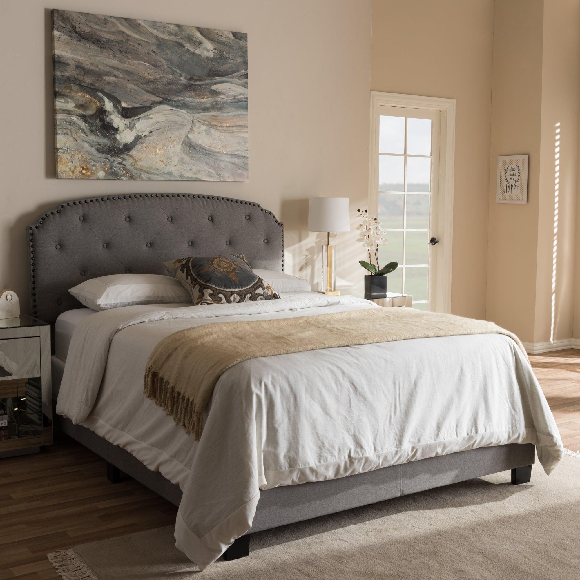 Lexi Modern and Contemporary Light Fabric Upholstered Bed