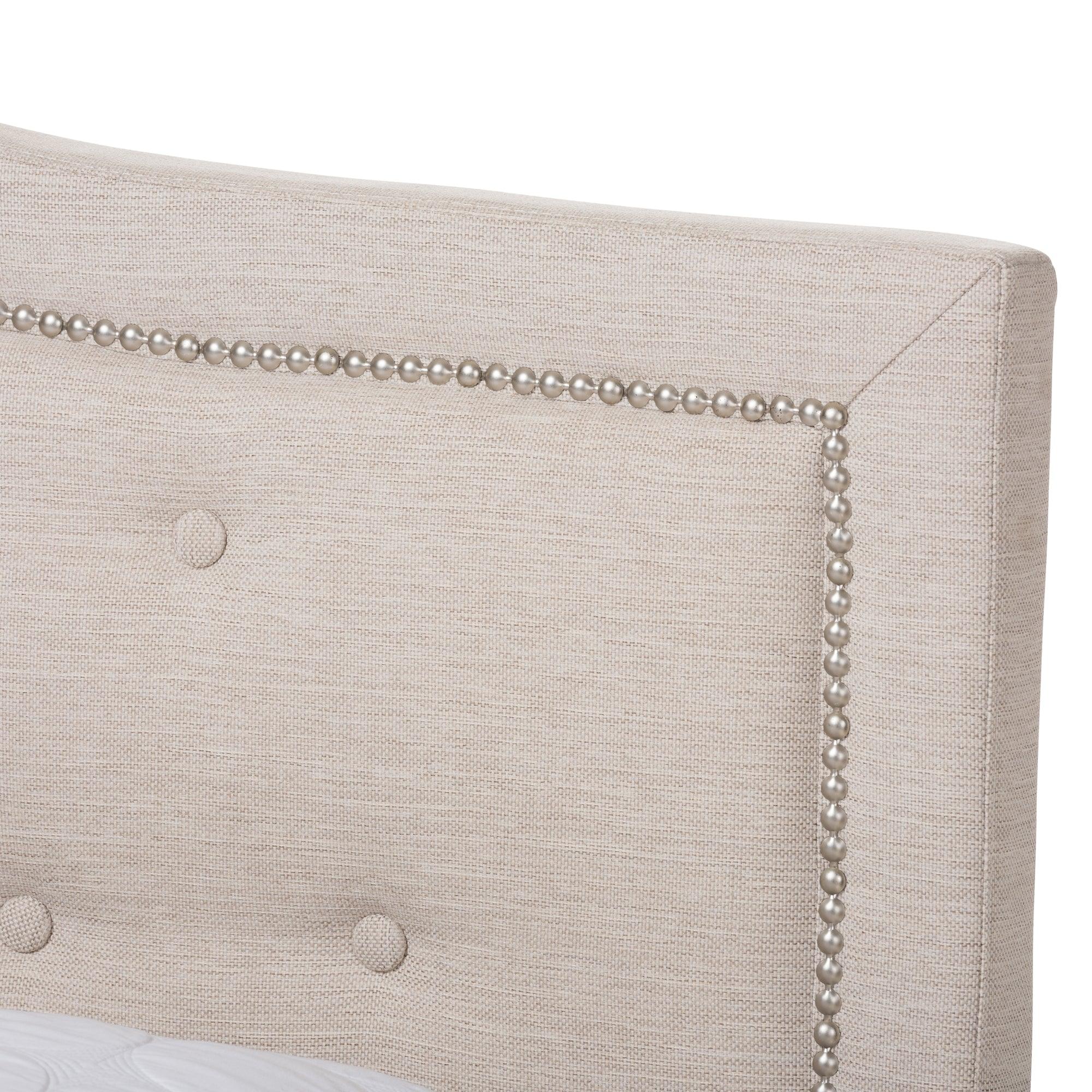 Emerson Modern and Contemporary Light Fabric Upholstered Bed