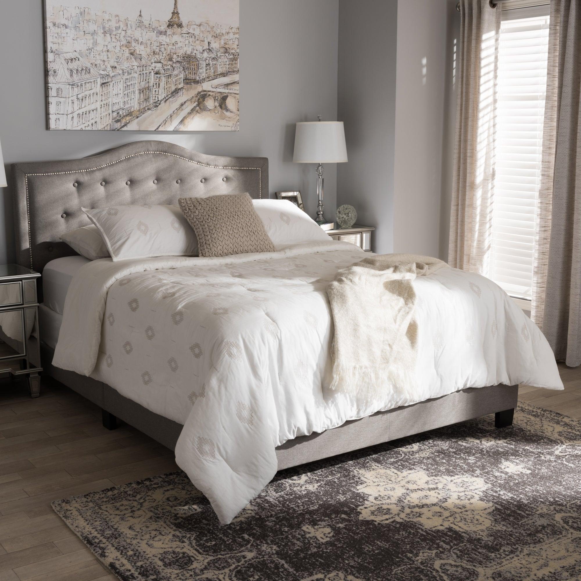 Emerson Modern and Contemporary Light Fabric Upholstered Bed