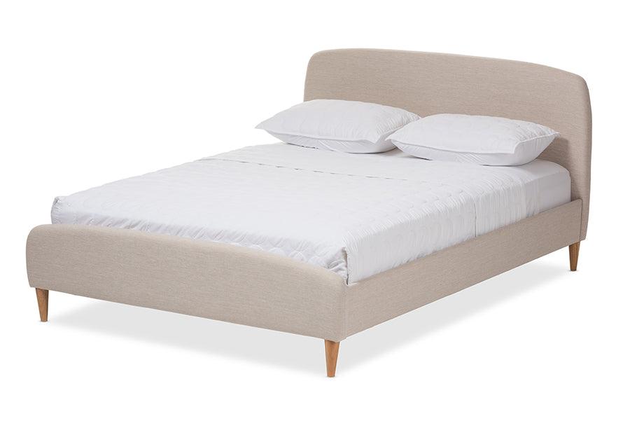 Mia Mid-Century Light Fabric Upholstered Platform Bed