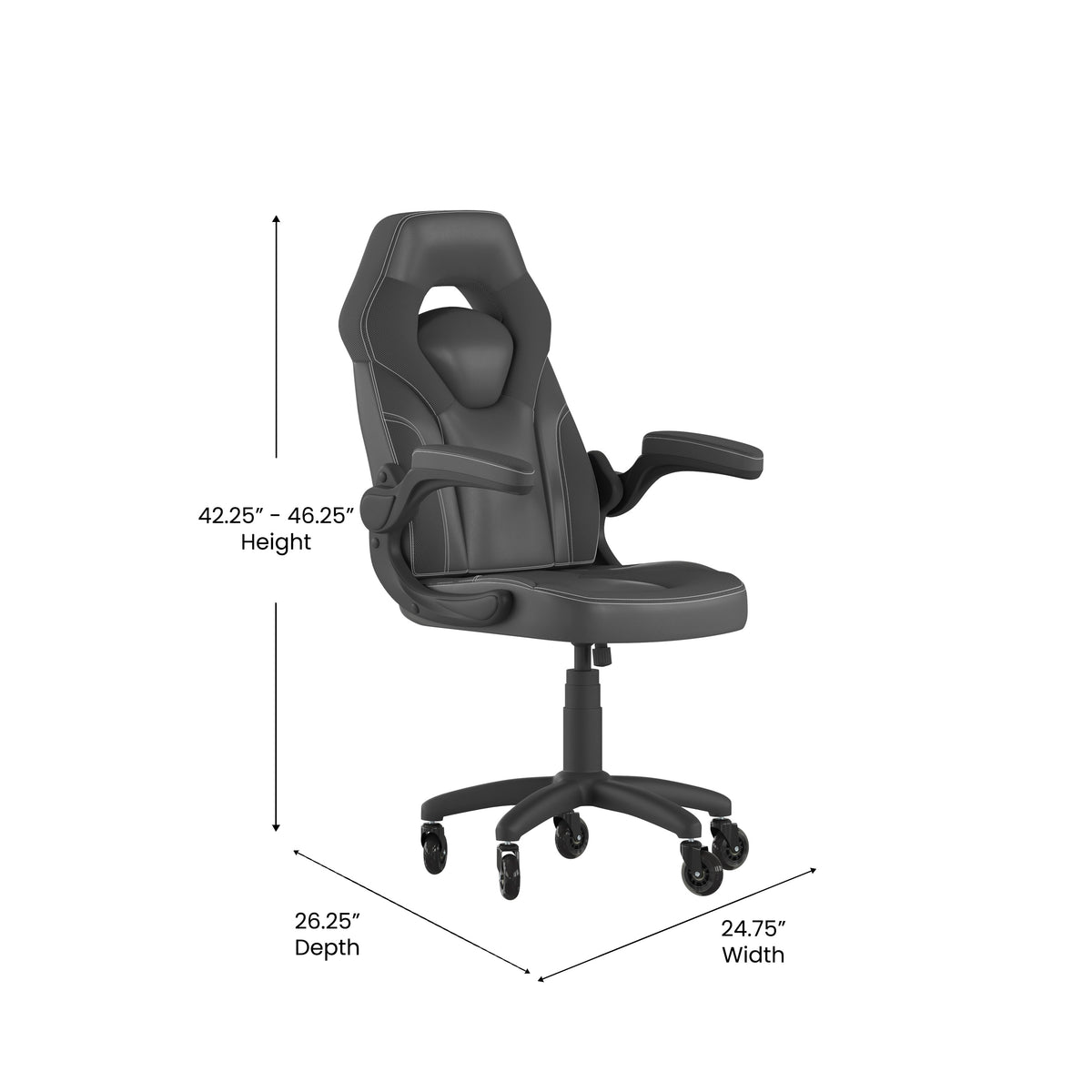X10 Gaming Chair Racing Office Computer PC Adjustable Chair with Flip-up Arms and Transparent Roller Wheels