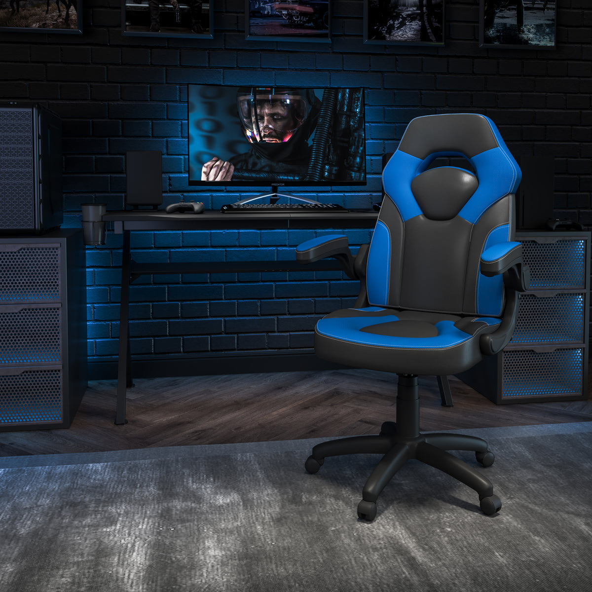 X10 Gaming Chair, Racing Style Ergonomic Office Chair, Height Adjustable Swivel Computer Chair with Flip-Up Arms