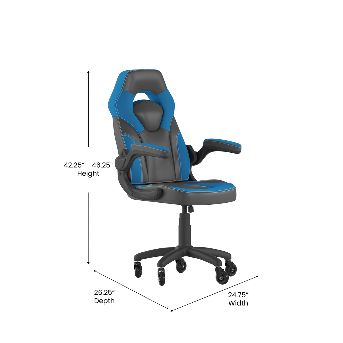 X10 Gaming Chair Racing Office Computer PC Adjustable Chair with Flip-up Arms and Transparent Roller Wheels