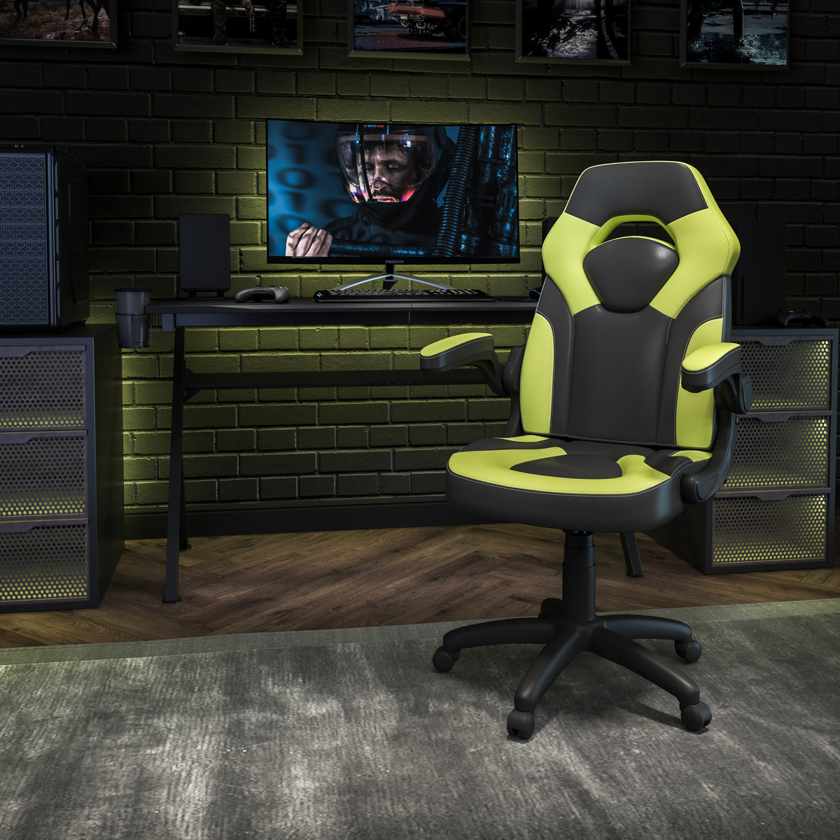 X10 Gaming Chair, Racing Style Ergonomic Office Chair, Height Adjustable Swivel Computer Chair with Flip-Up Arms