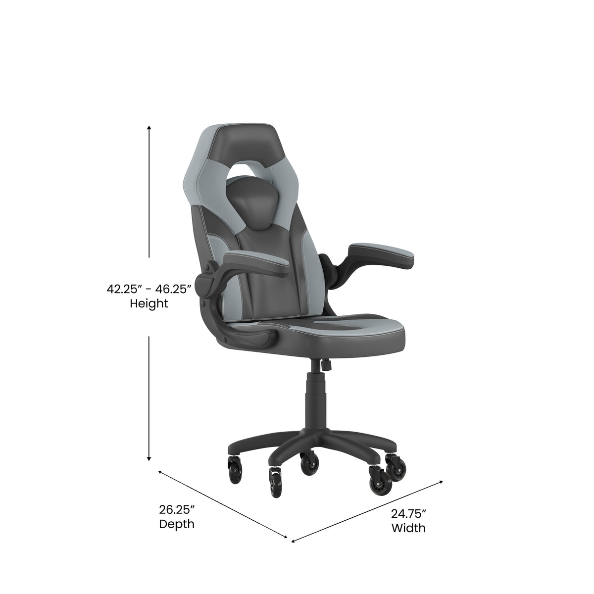 X10 Gaming Chair Racing Office Computer PC Adjustable Chair with Flip-up Arms and Transparent Roller Wheels