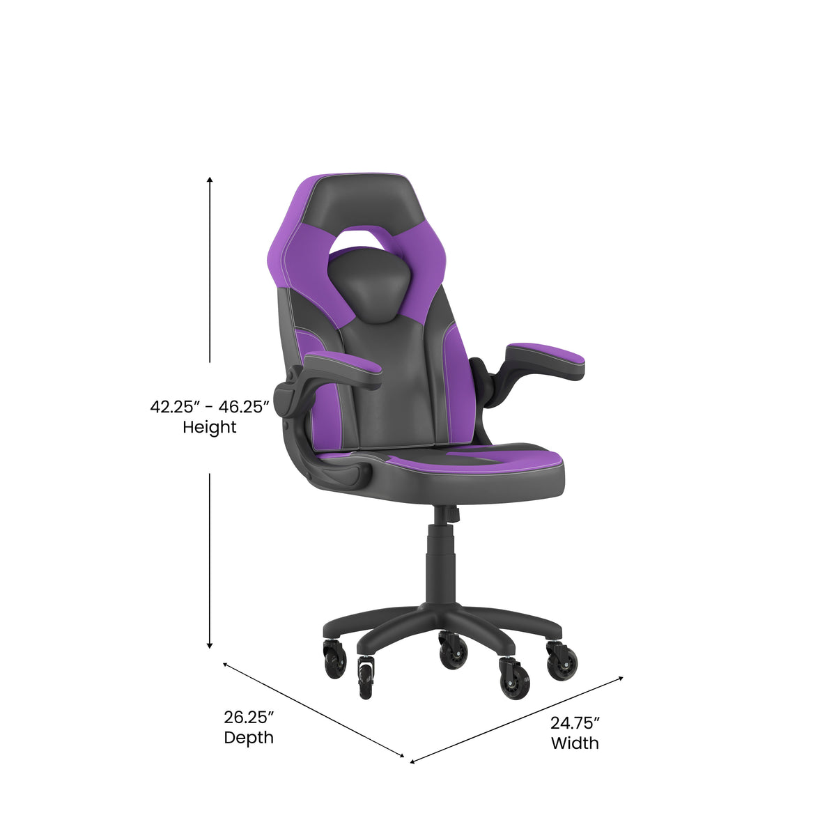 X10 Gaming Chair Racing Office Computer PC Adjustable Chair with Flip-up Arms and Transparent Roller Wheels