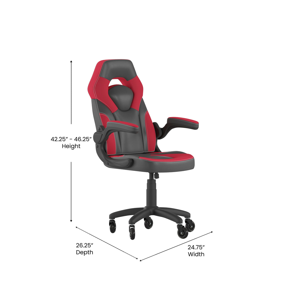 X10 Gaming Chair Racing Office Computer PC Adjustable Chair with Flip-up Arms and Transparent Roller Wheels