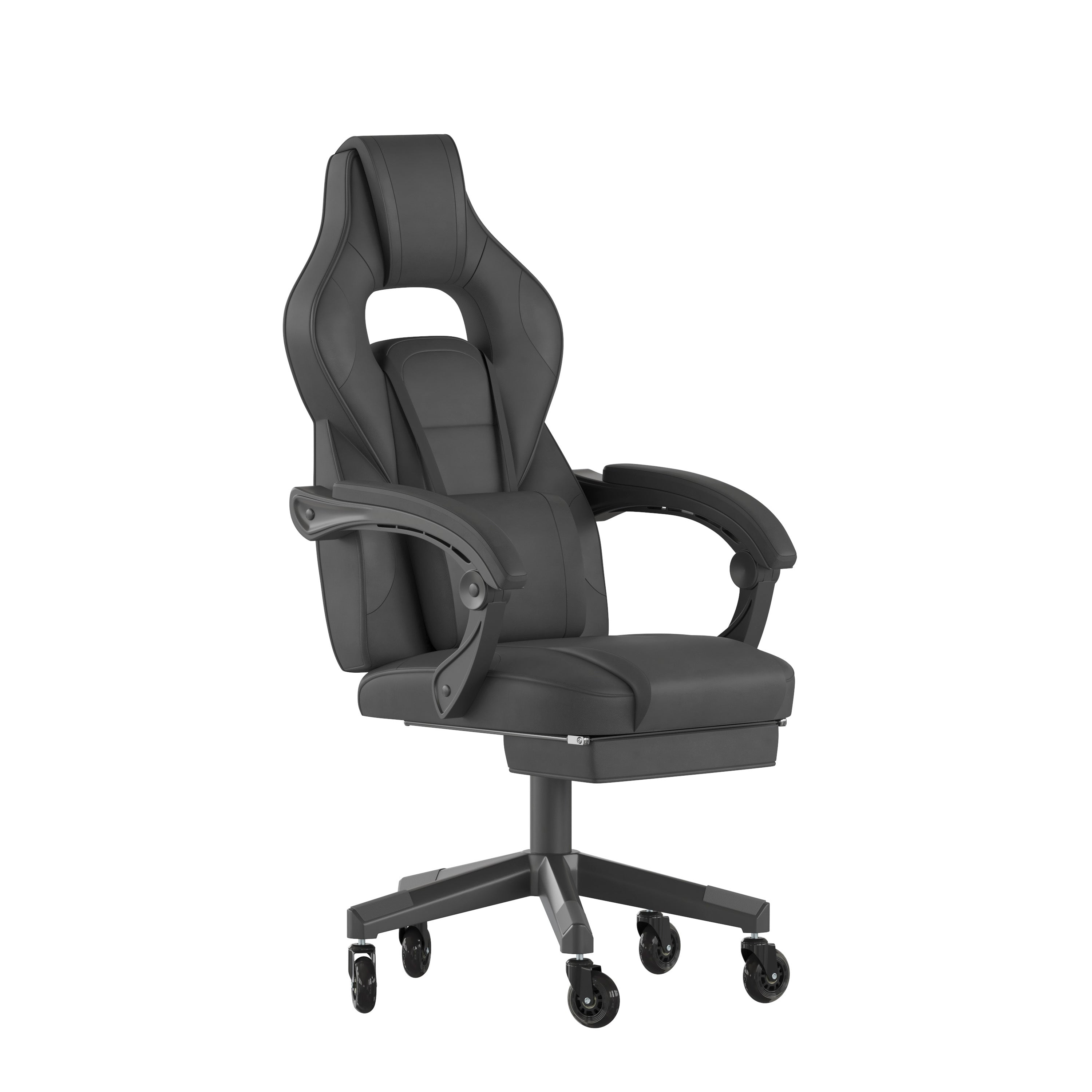 X40 Gaming Chair Racing Computer Chair with Fully Reclining Back/Arms and Transparent Roller Wheels, Slide-Out Footrest-Racing Chair-Flash Furniture-Wall2Wall Furnishings