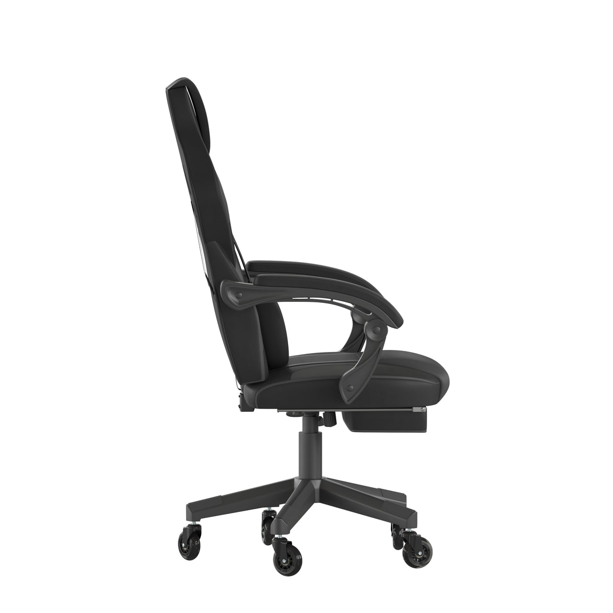 X40 Gaming Chair Racing Computer Chair with Fully Reclining Back/Arms and Transparent Roller Wheels, Slide-Out Footrest