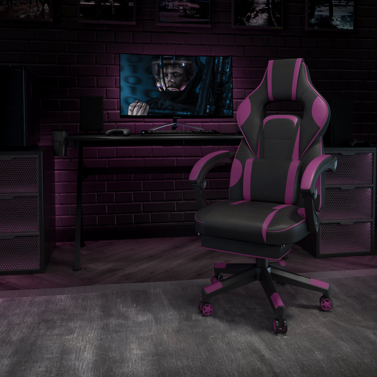 X40 Gaming Chair Racing Ergonomic Computer Chair with Fully Reclining Back/Arms, Slide-Out Footrest, Massaging Lumbar