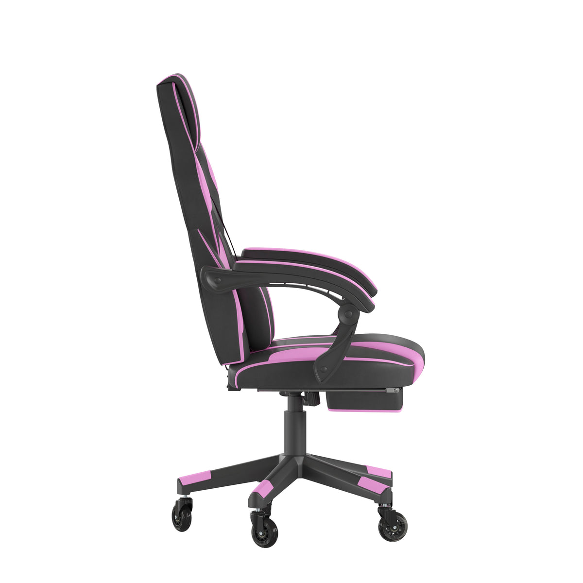 X40 Gaming Chair Racing Computer Chair with Fully Reclining Back/Arms and Transparent Roller Wheels, Slide-Out Footrest