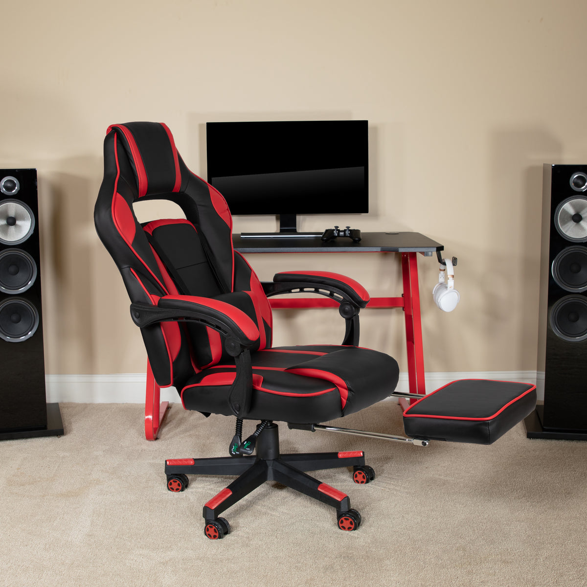 X40 Gaming Chair Racing Ergonomic Computer Chair with Fully Reclining Back/Arms, Slide-Out Footrest, Massaging Lumbar