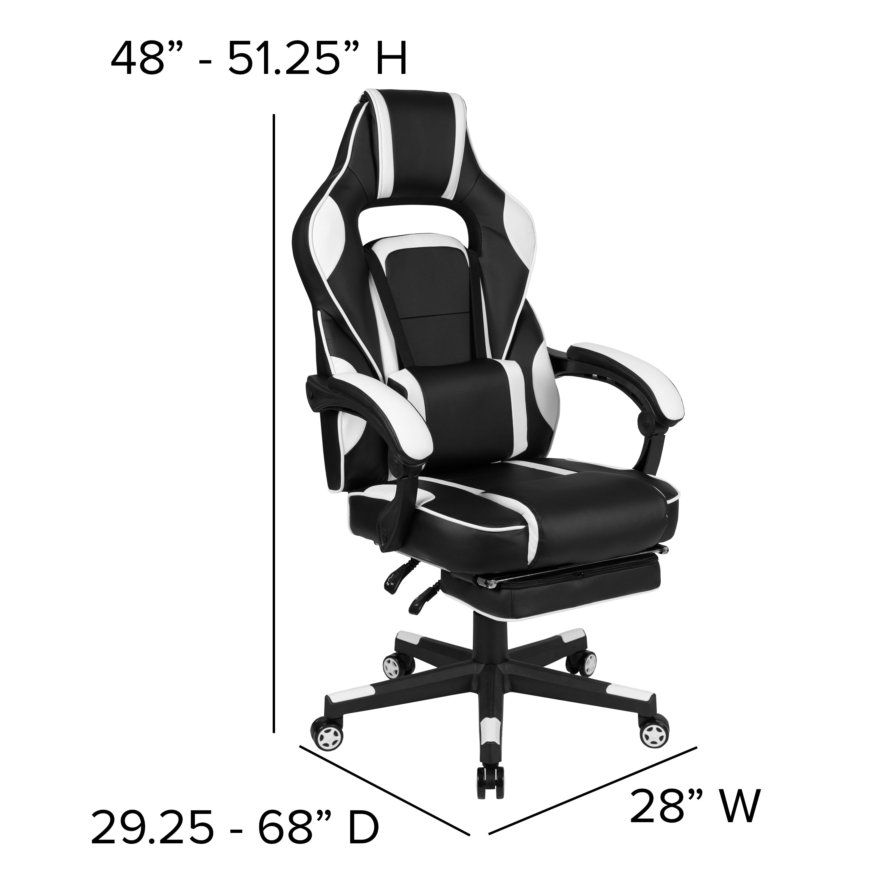 X40 Gaming Chair Racing Ergonomic Computer Chair with Fully Reclining Back/Arms, Slide-Out Footrest, Massaging Lumbar-Racing Chair-Flash Furniture-Wall2Wall Furnishings