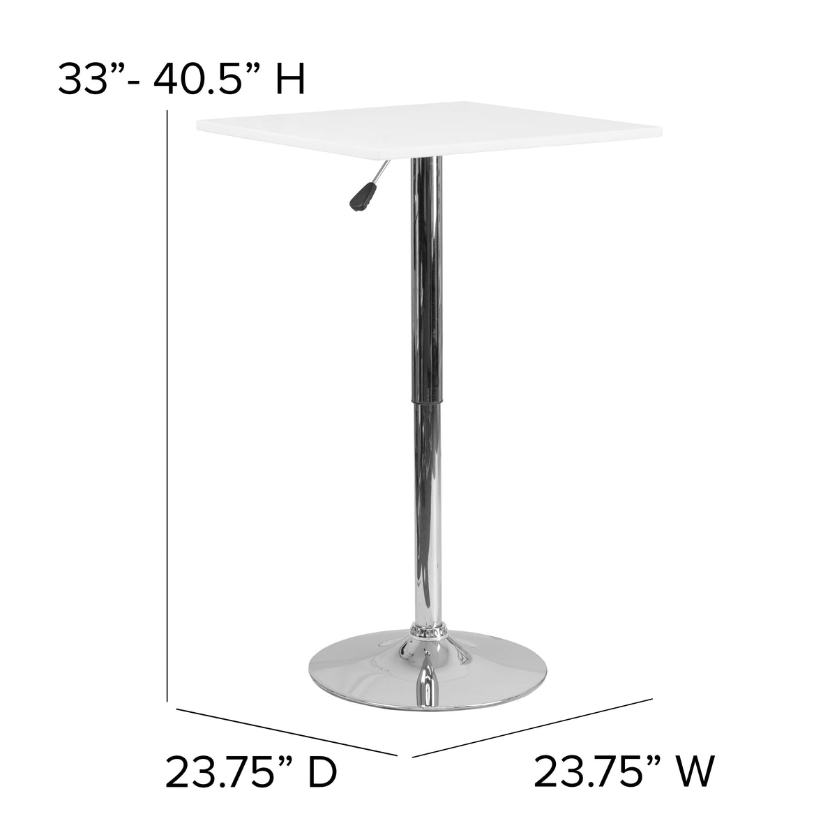 23.75'' Square Adjustable Height Wood Swivel Top Table (Adjustable Range 33'' - 40.5'')