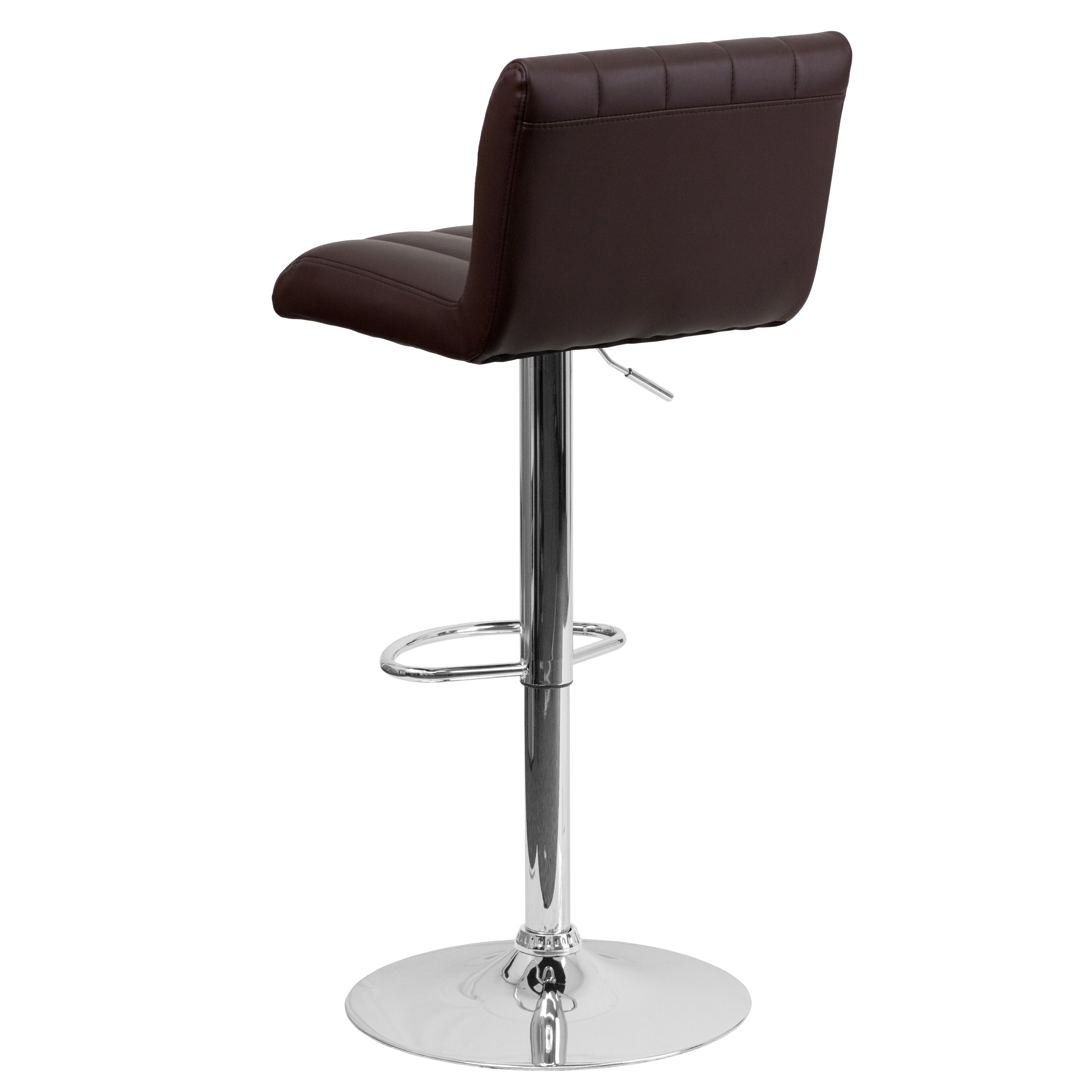 Contemporary Vinyl Adjustable Height Barstool with Vertical Stitch Back/Seat and Chrome Base-Bar Stool-Flash Furniture-Wall2Wall Furnishings