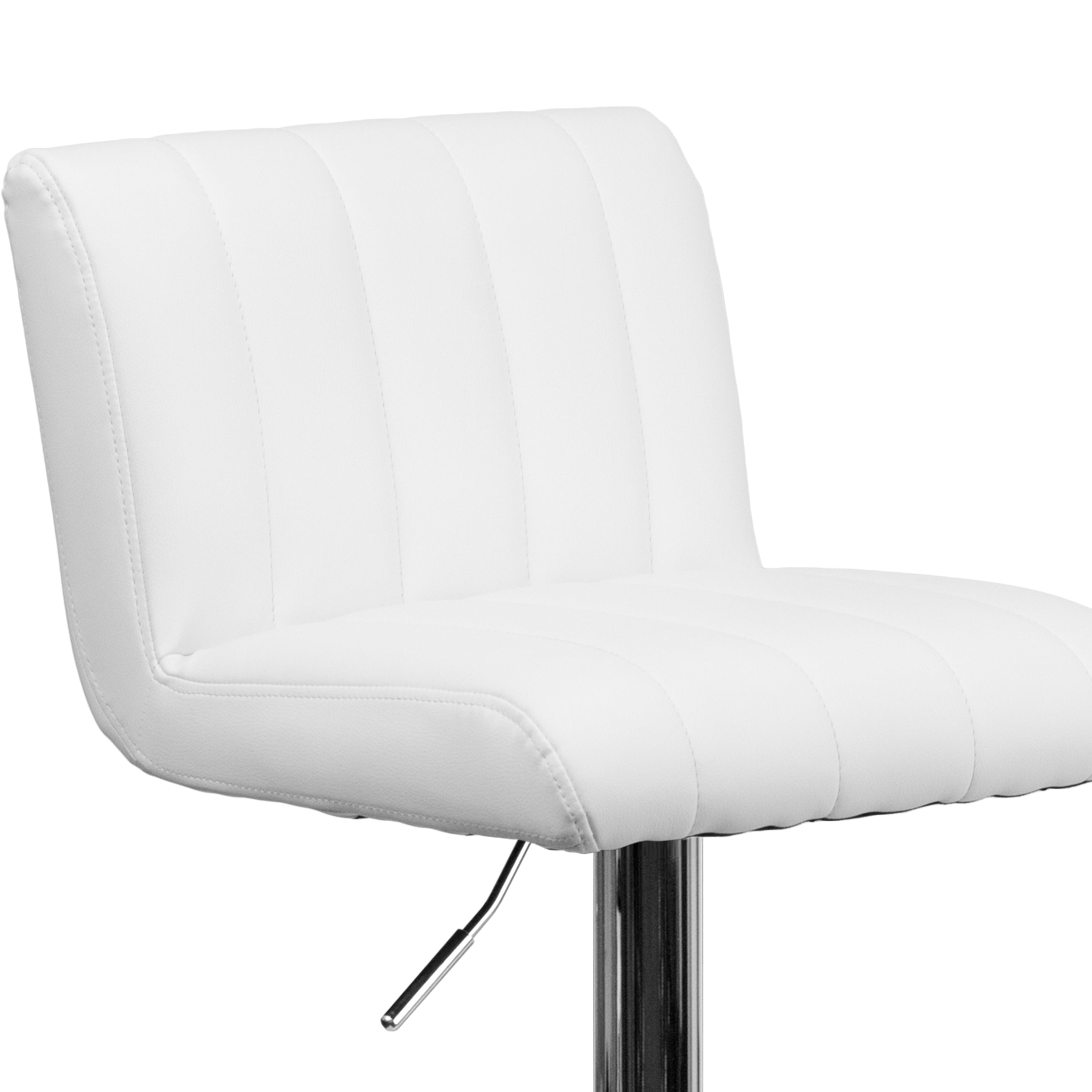 Contemporary Vinyl Adjustable Height Barstool with Vertical Stitch Back/Seat and Chrome Base