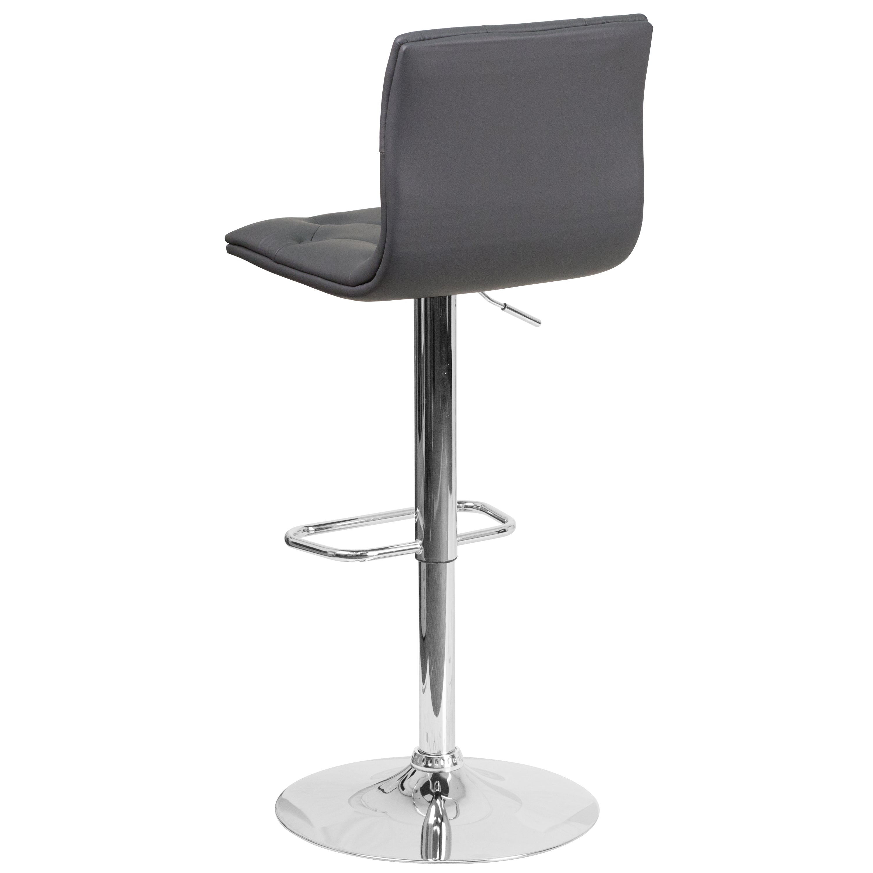 Contemporary Button Tufted Vinyl Adjustable Height Barstool with Chrome Base