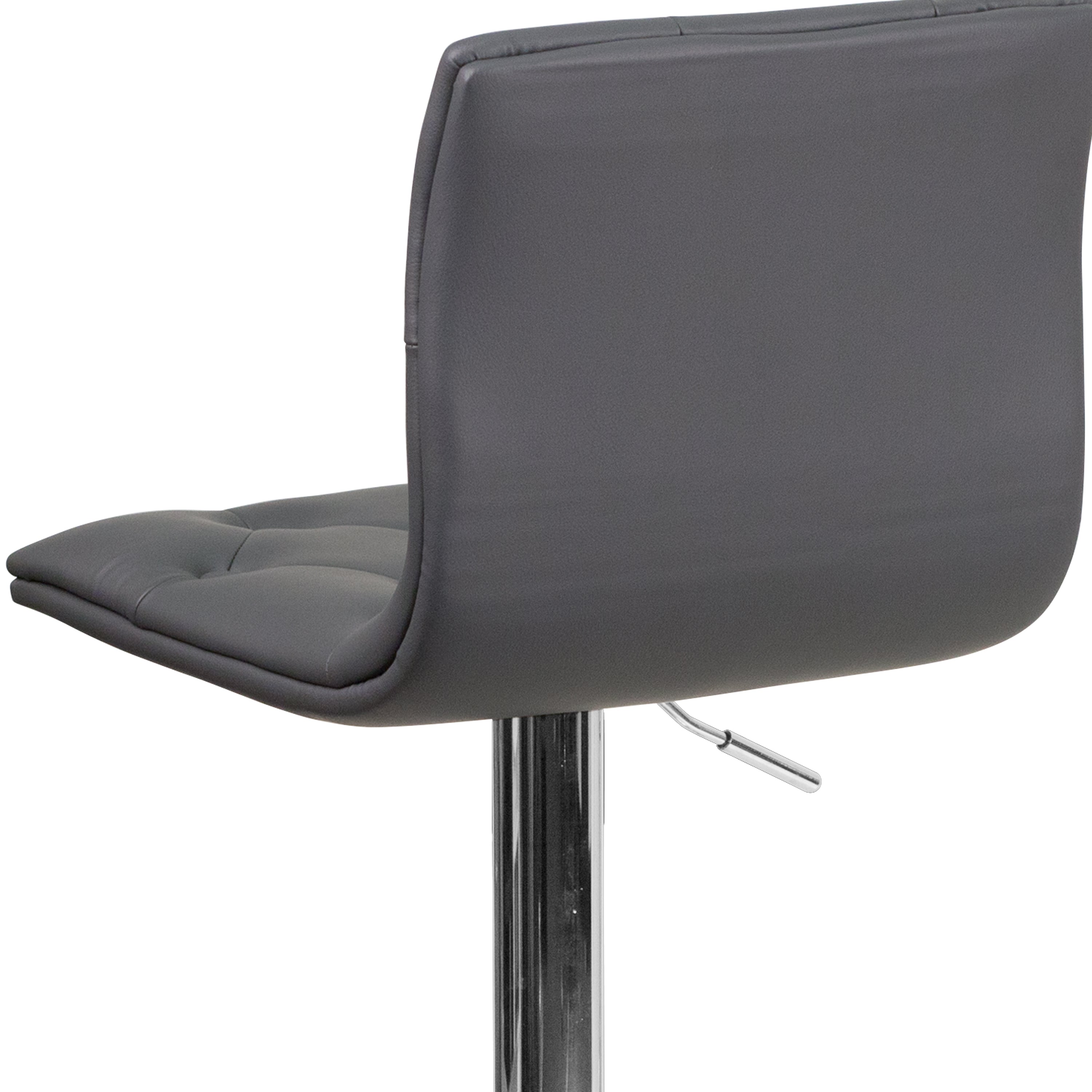 Contemporary Button Tufted Vinyl Adjustable Height Barstool with Chrome Base