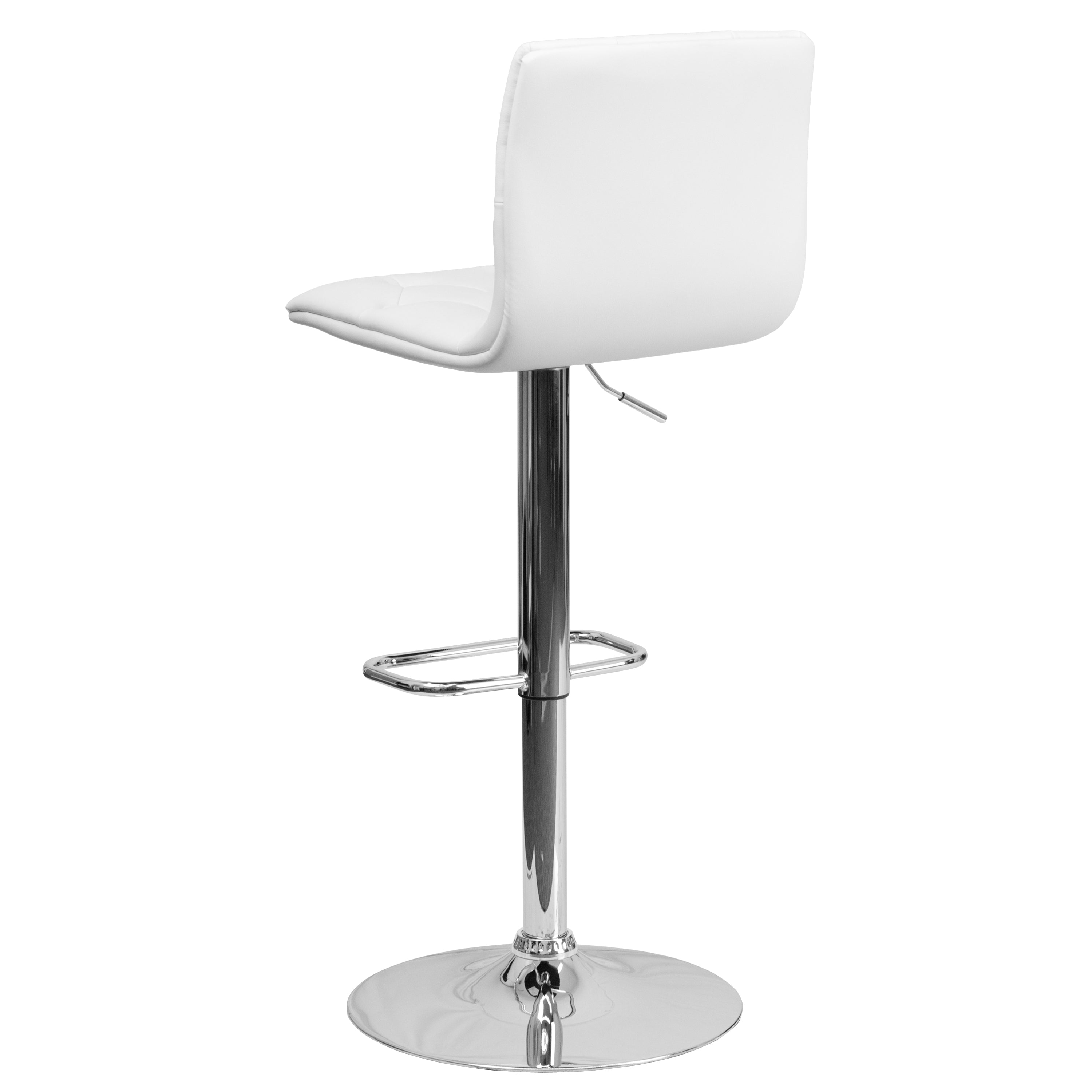 Contemporary Button Tufted Vinyl Adjustable Height Barstool with Chrome Base
