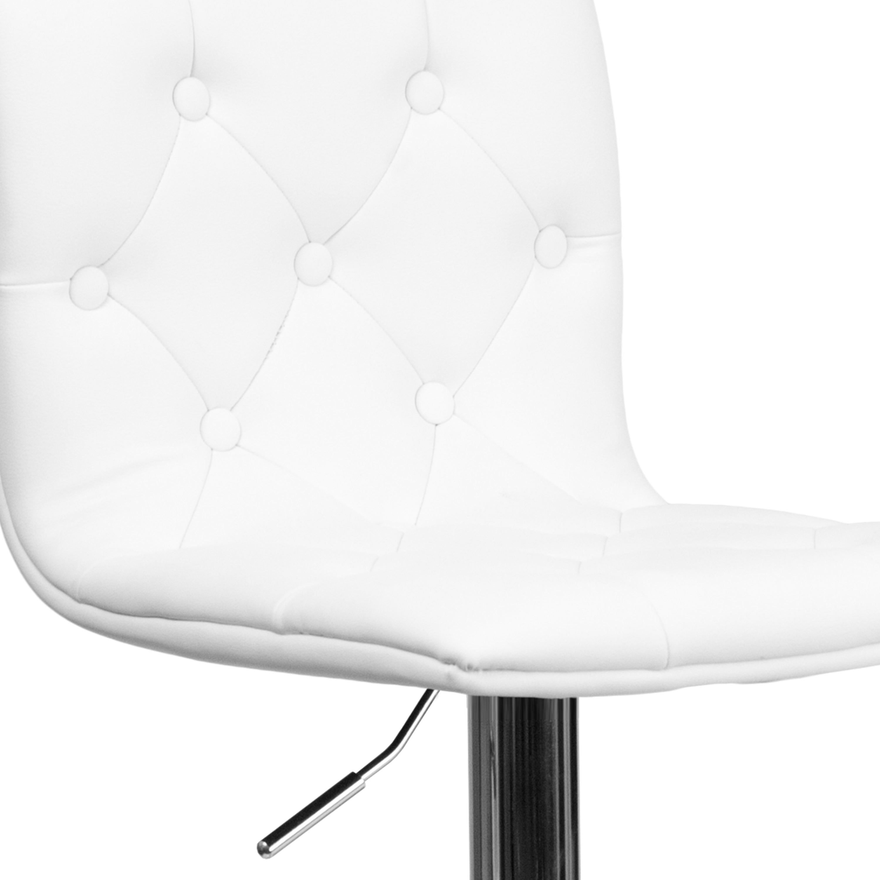 Contemporary Button Tufted Vinyl Adjustable Height Barstool with Chrome Base