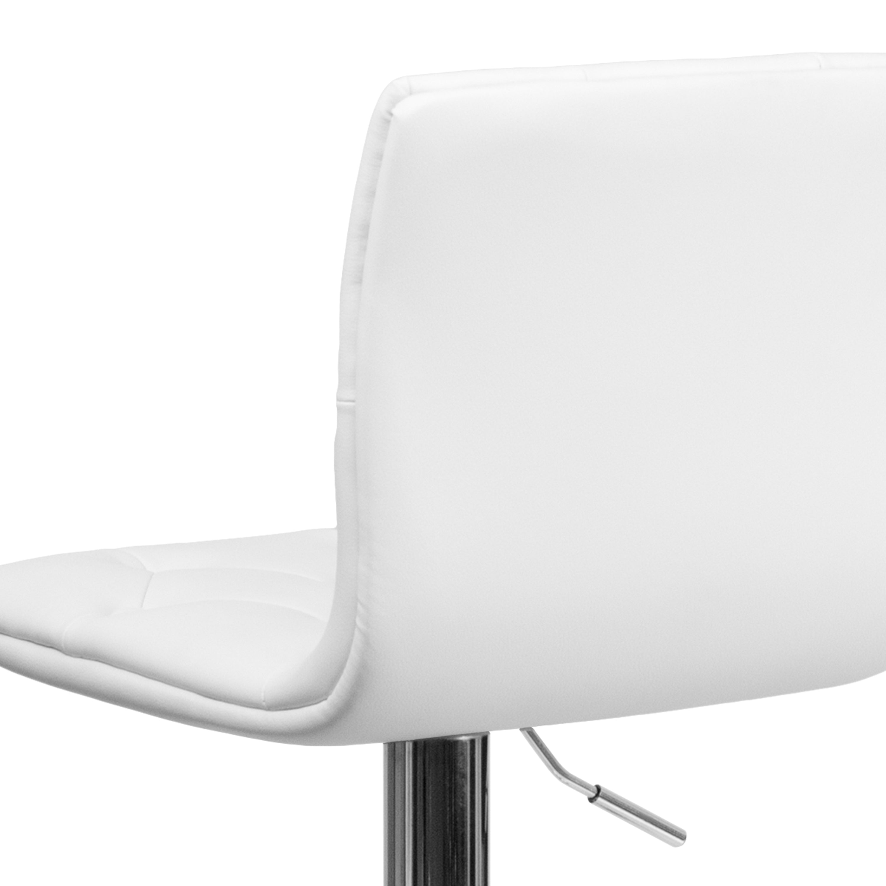 Contemporary Button Tufted Vinyl Adjustable Height Barstool with Chrome Base