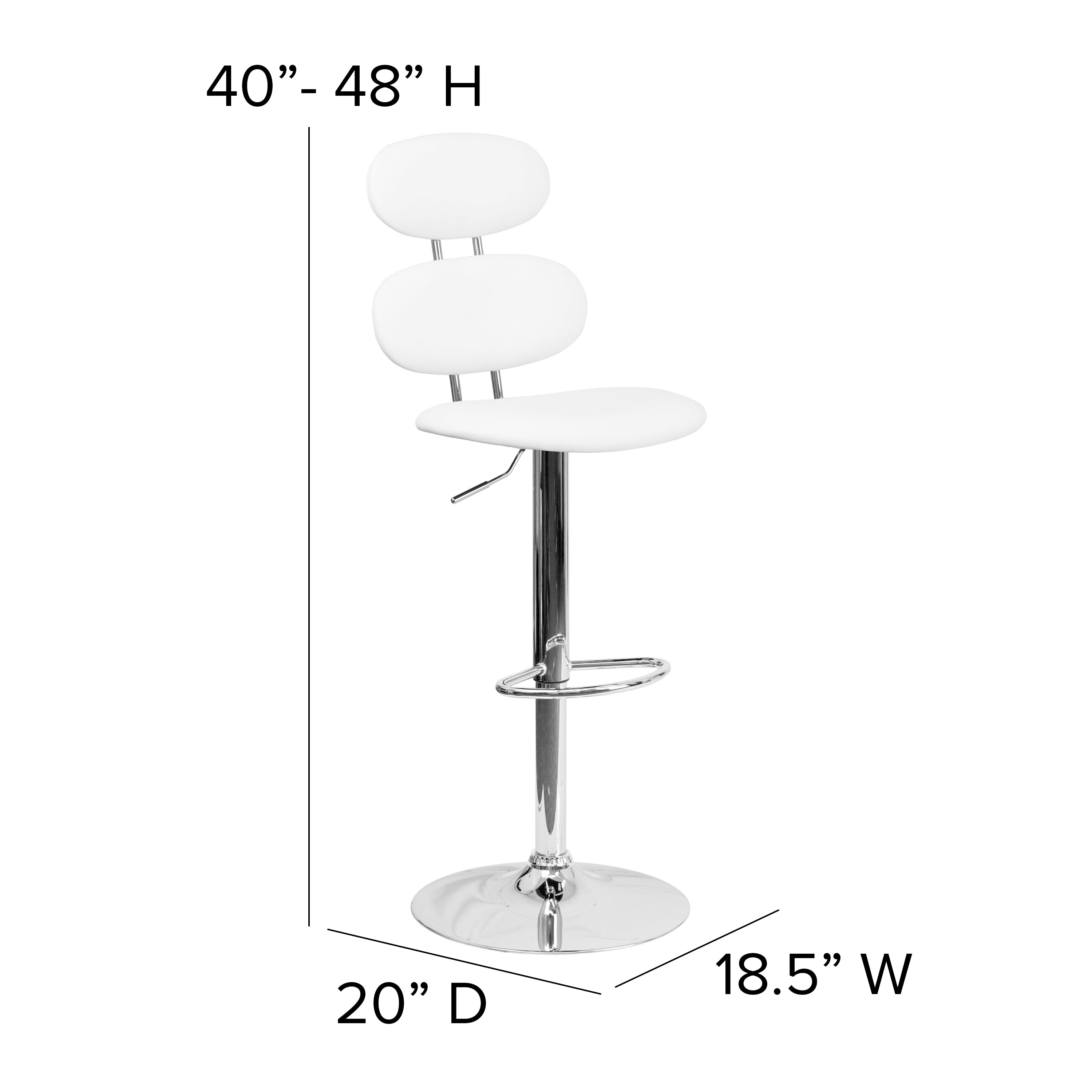 Contemporary Vinyl Adjustable Height Barstool with Ellipse Back and Chrome Base-Bar Stool-Flash Furniture-Wall2Wall Furnishings