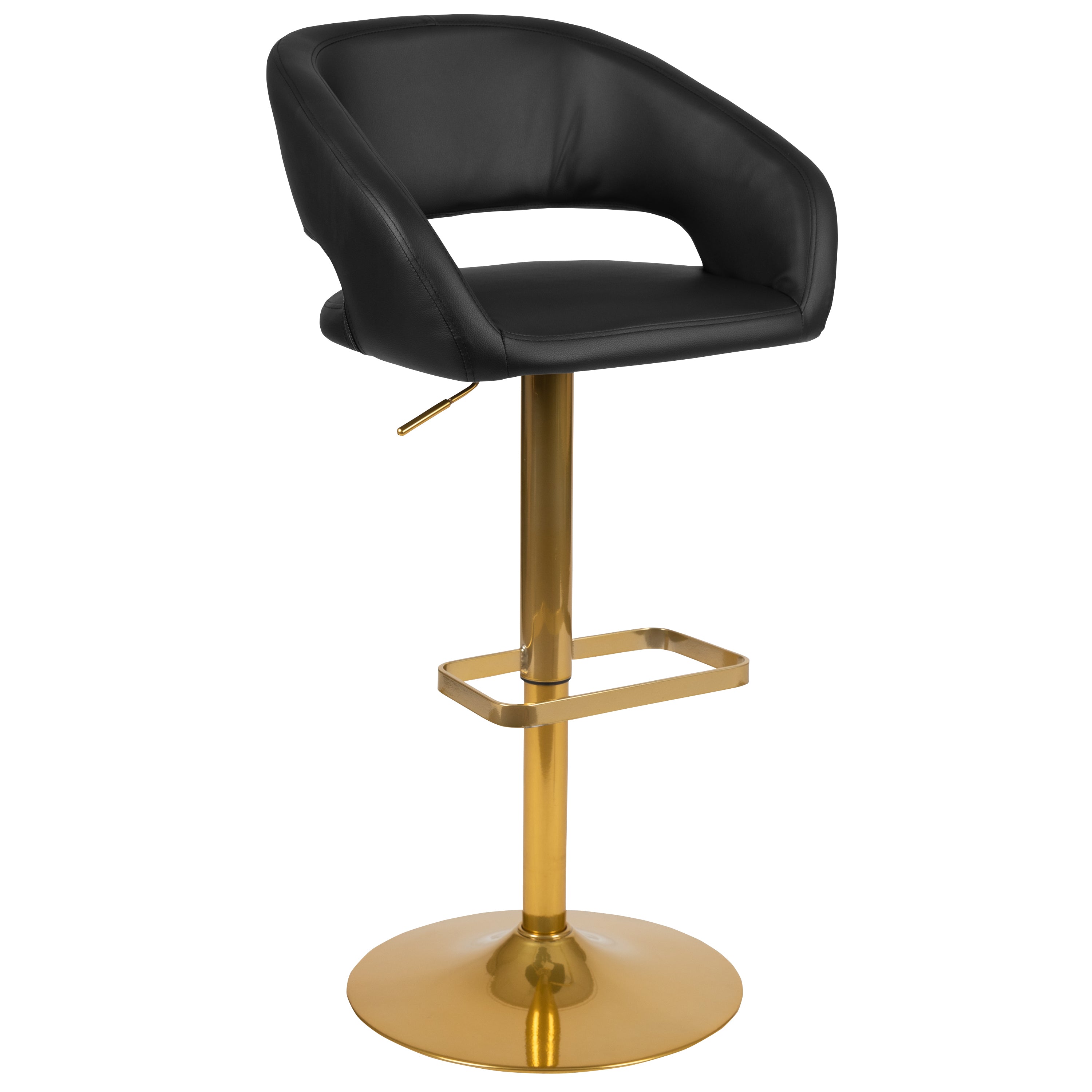 Contemporary Vinyl Adjustable Height Barstool with Rounded Mid-Back-Bar Stool-Flash Furniture-Wall2Wall Furnishings
