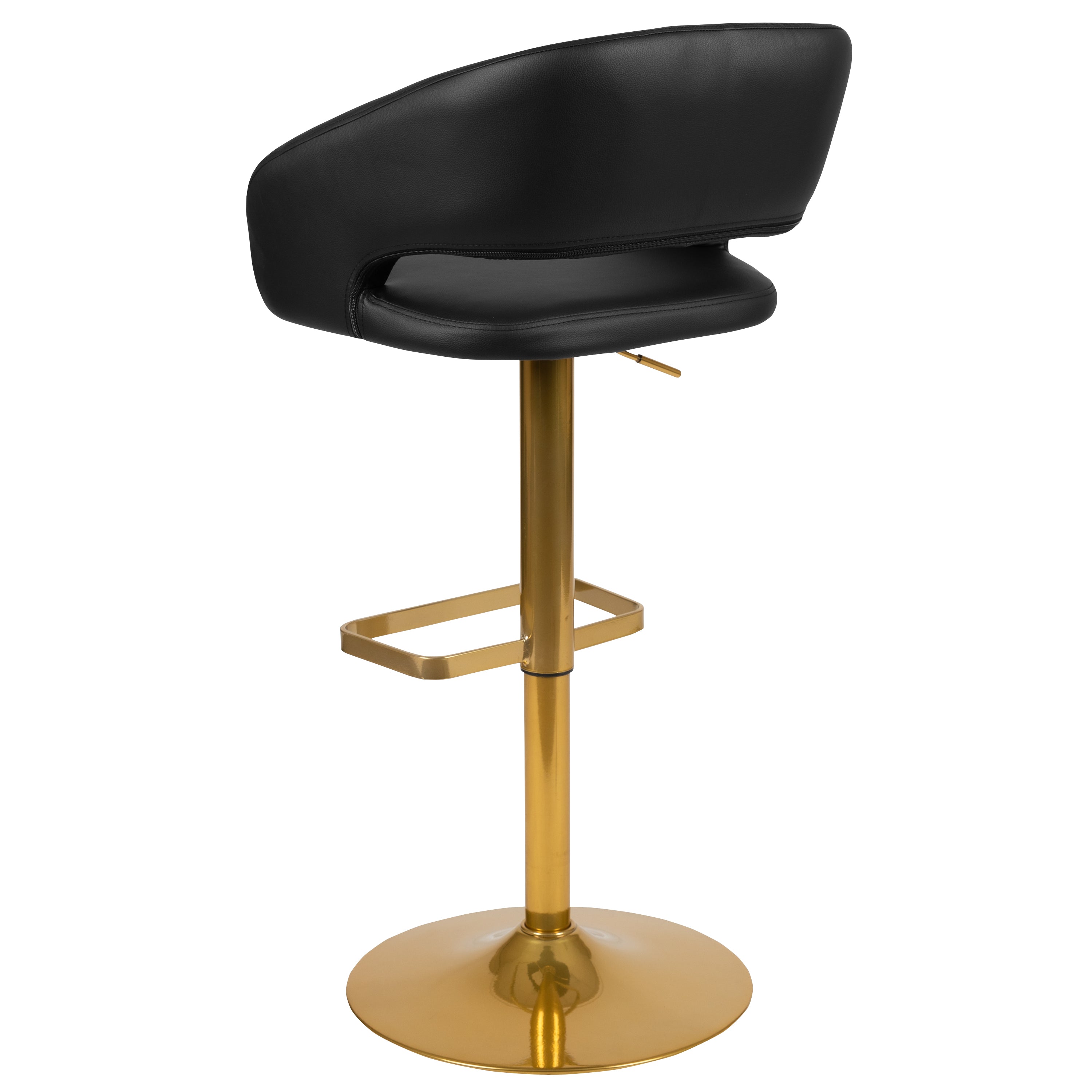 Contemporary Vinyl Adjustable Height Barstool with Rounded Mid-Back