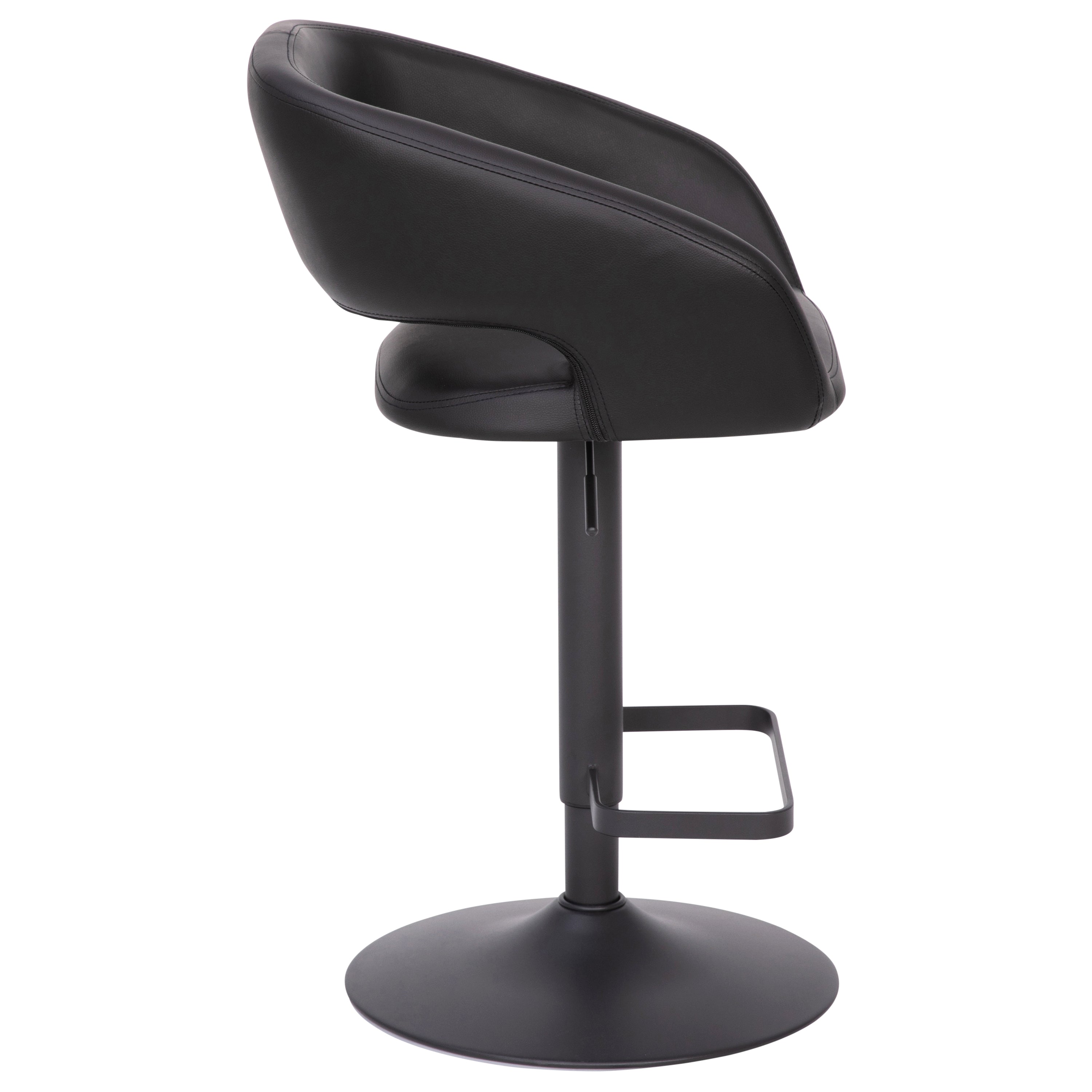 Contemporary Vinyl Adjustable Height Barstool with Rounded Mid-Back