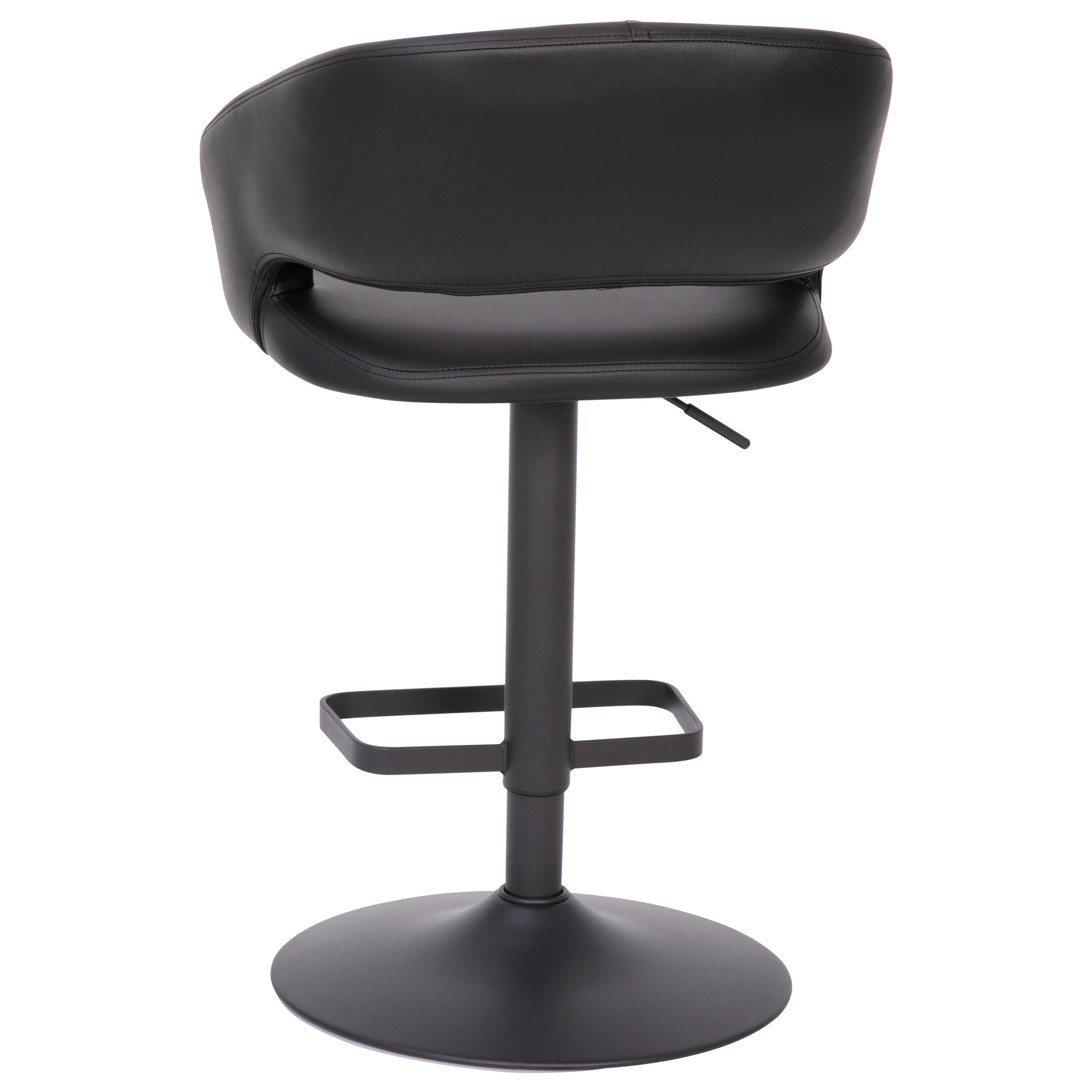 Contemporary Vinyl Adjustable Height Barstool with Rounded Mid-Back