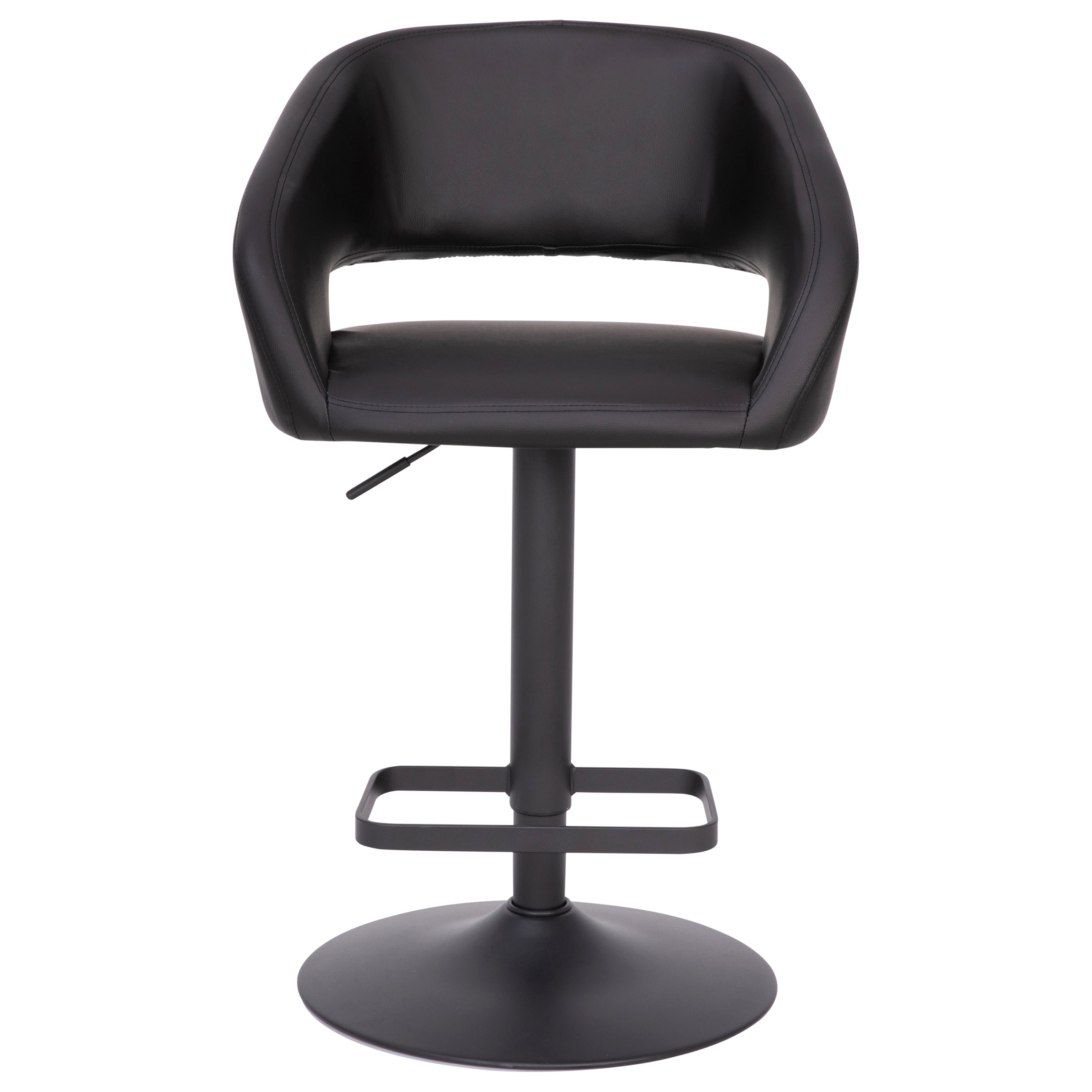Contemporary Vinyl Adjustable Height Barstool with Rounded Mid-Back