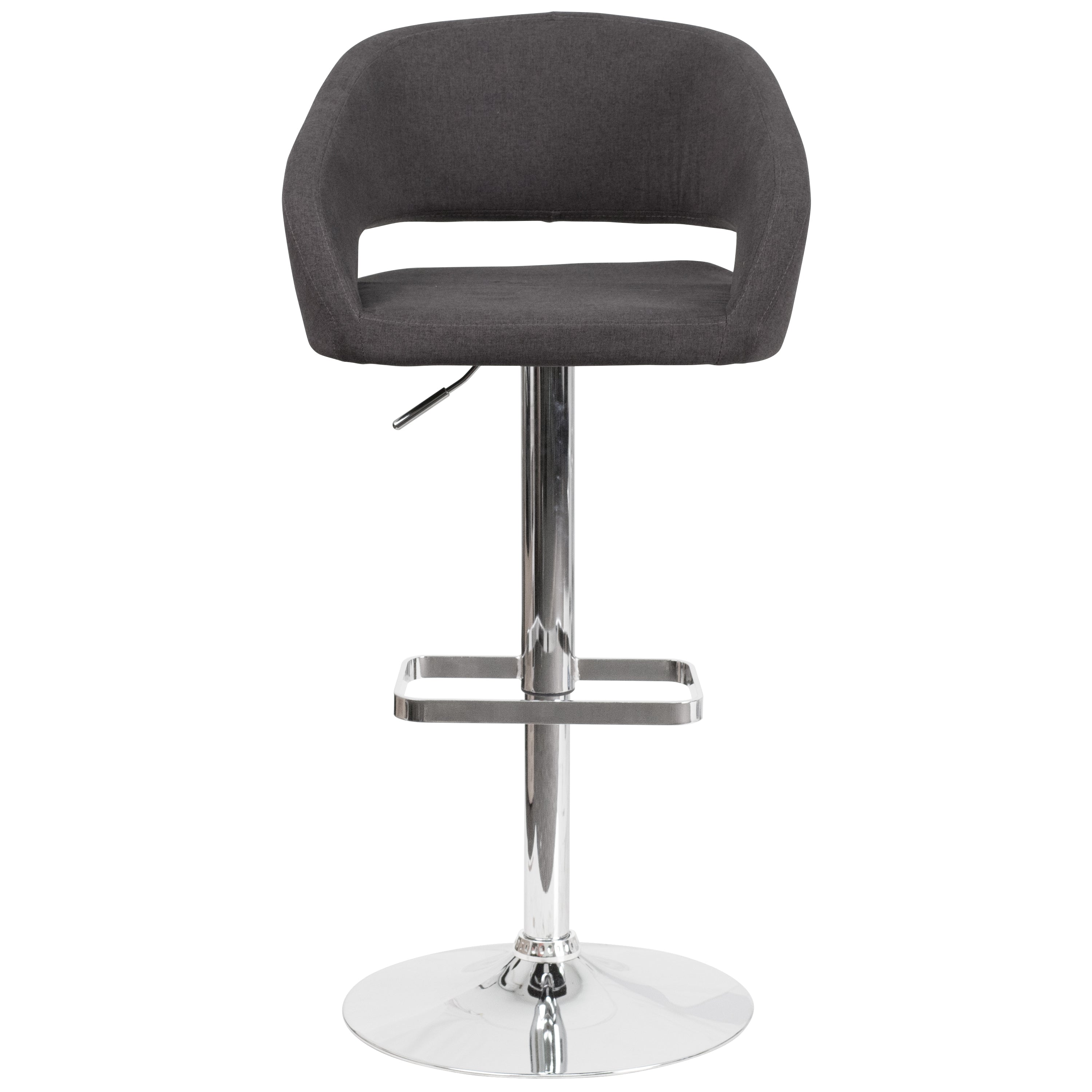 Contemporary Vinyl Adjustable Height Barstool with Rounded Mid-Back