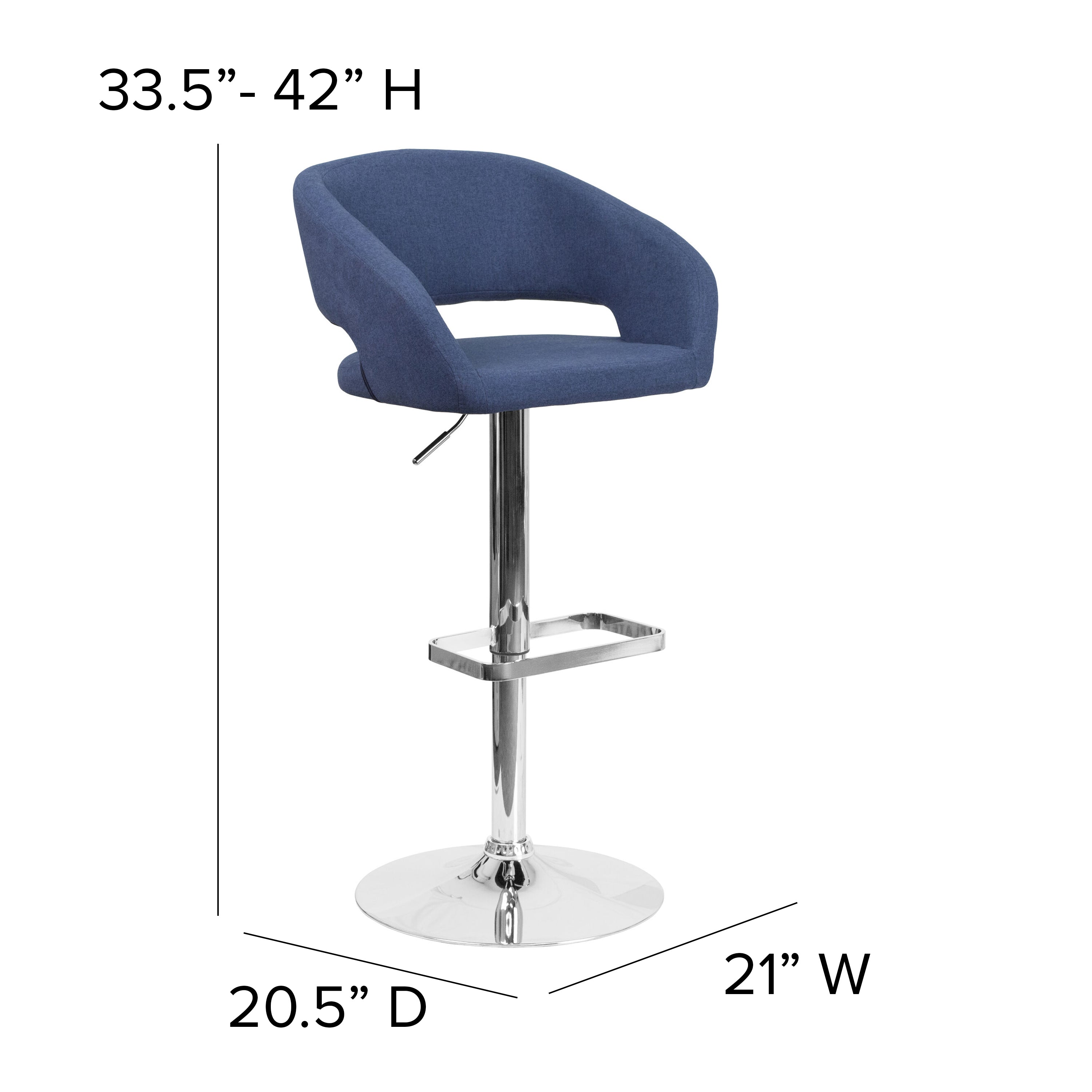 Contemporary Vinyl Adjustable Height Barstool with Rounded Mid-Back