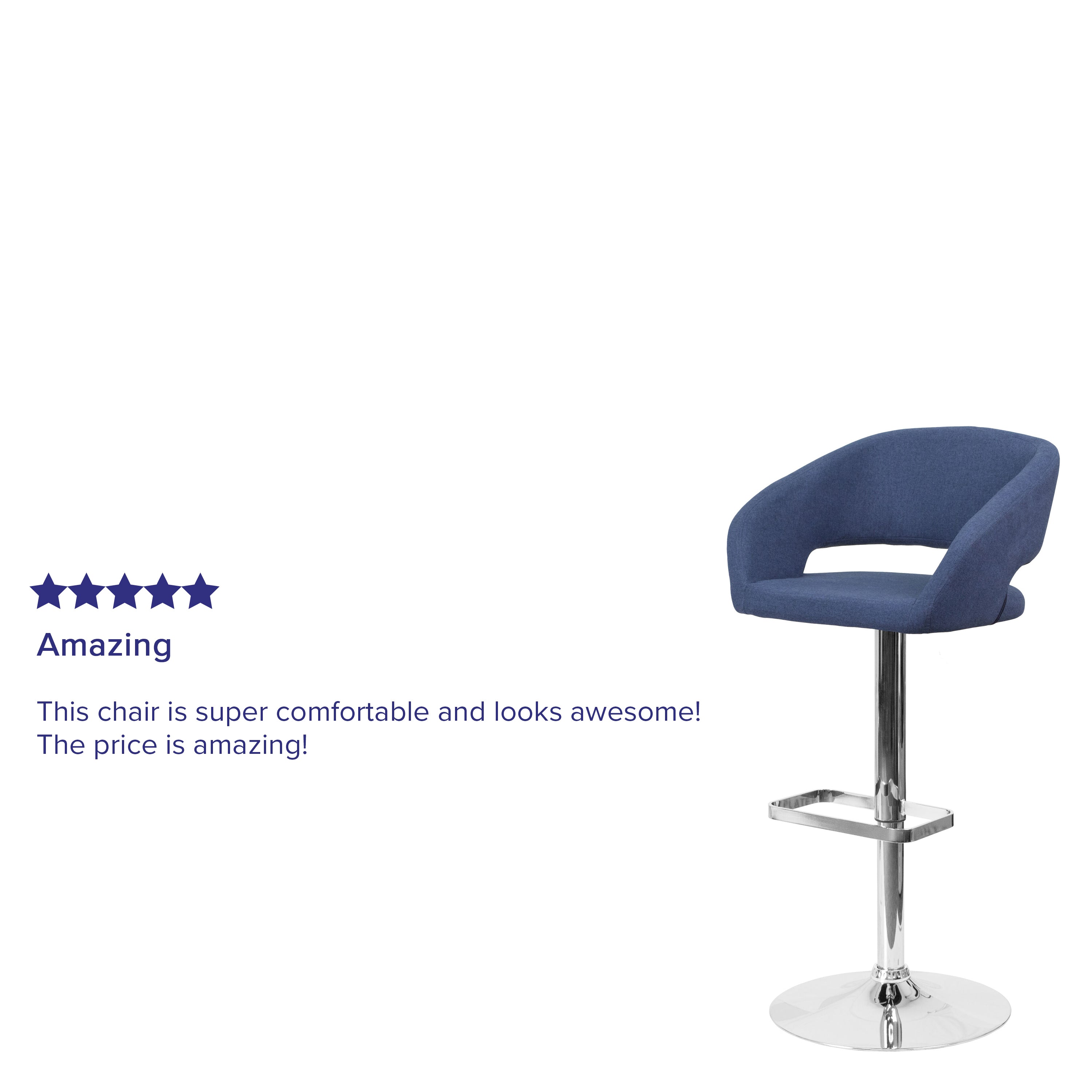 Contemporary Vinyl Adjustable Height Barstool with Rounded Mid-Back