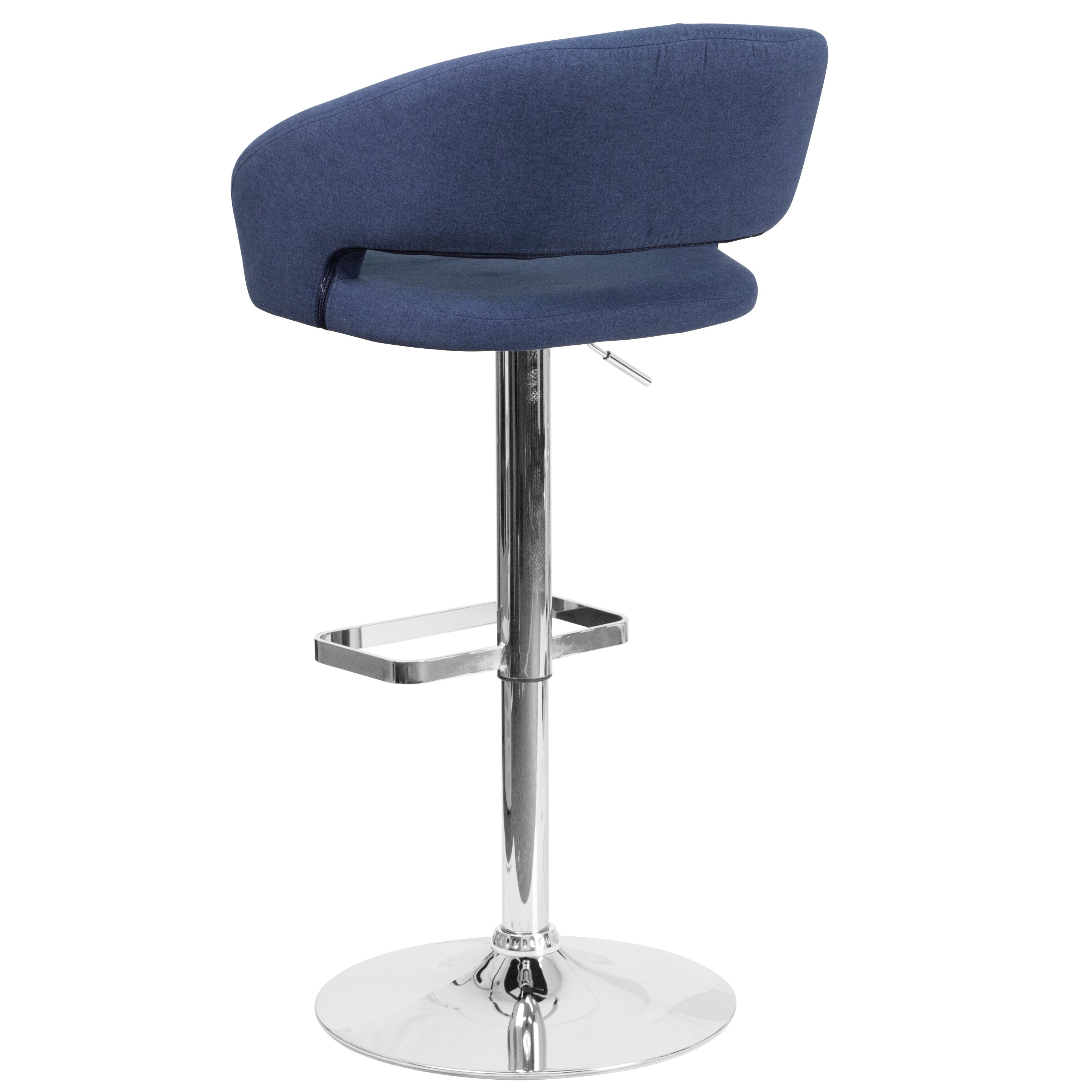 Contemporary Vinyl Adjustable Height Barstool with Rounded Mid-Back