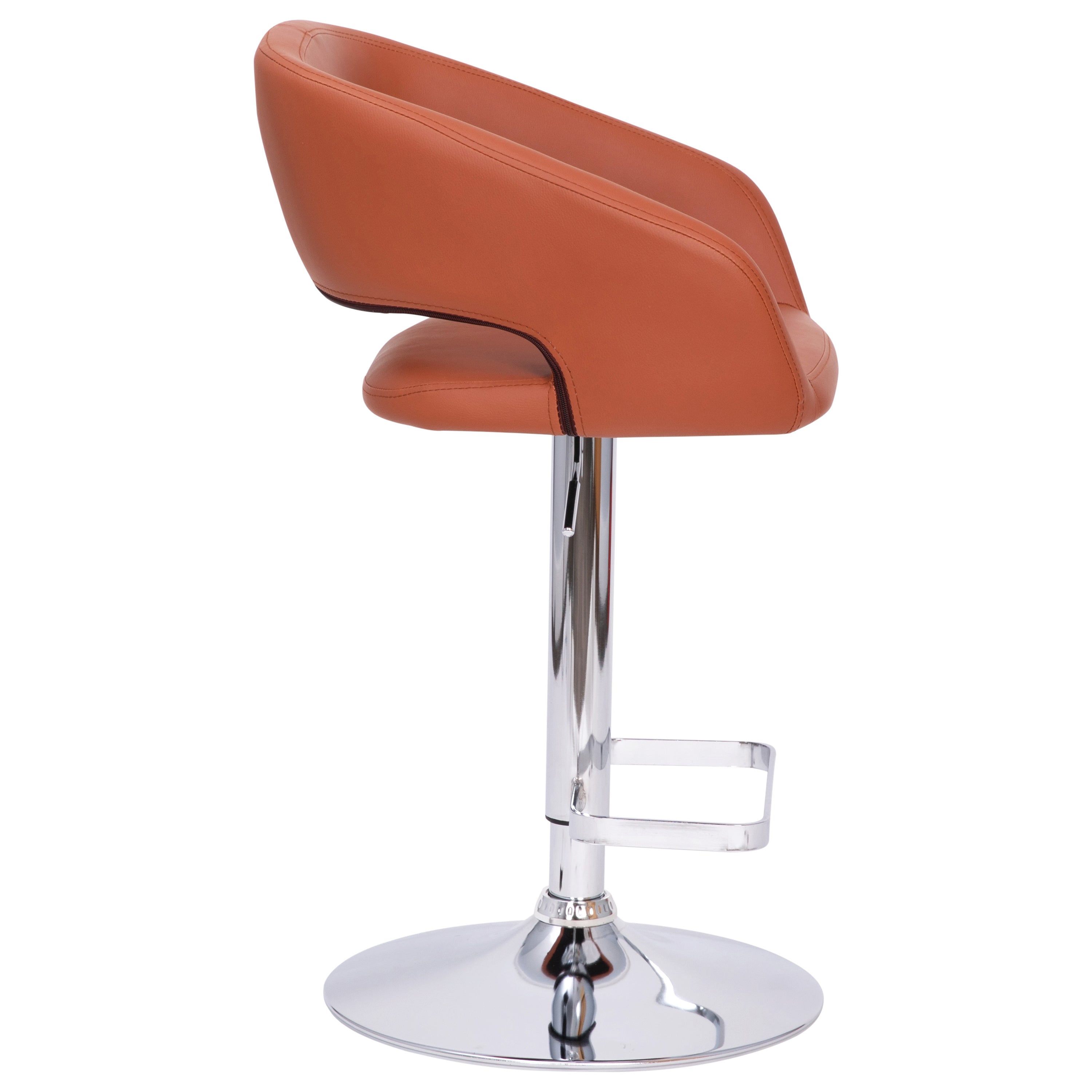 Contemporary Vinyl Adjustable Height Barstool with Rounded Mid-Back