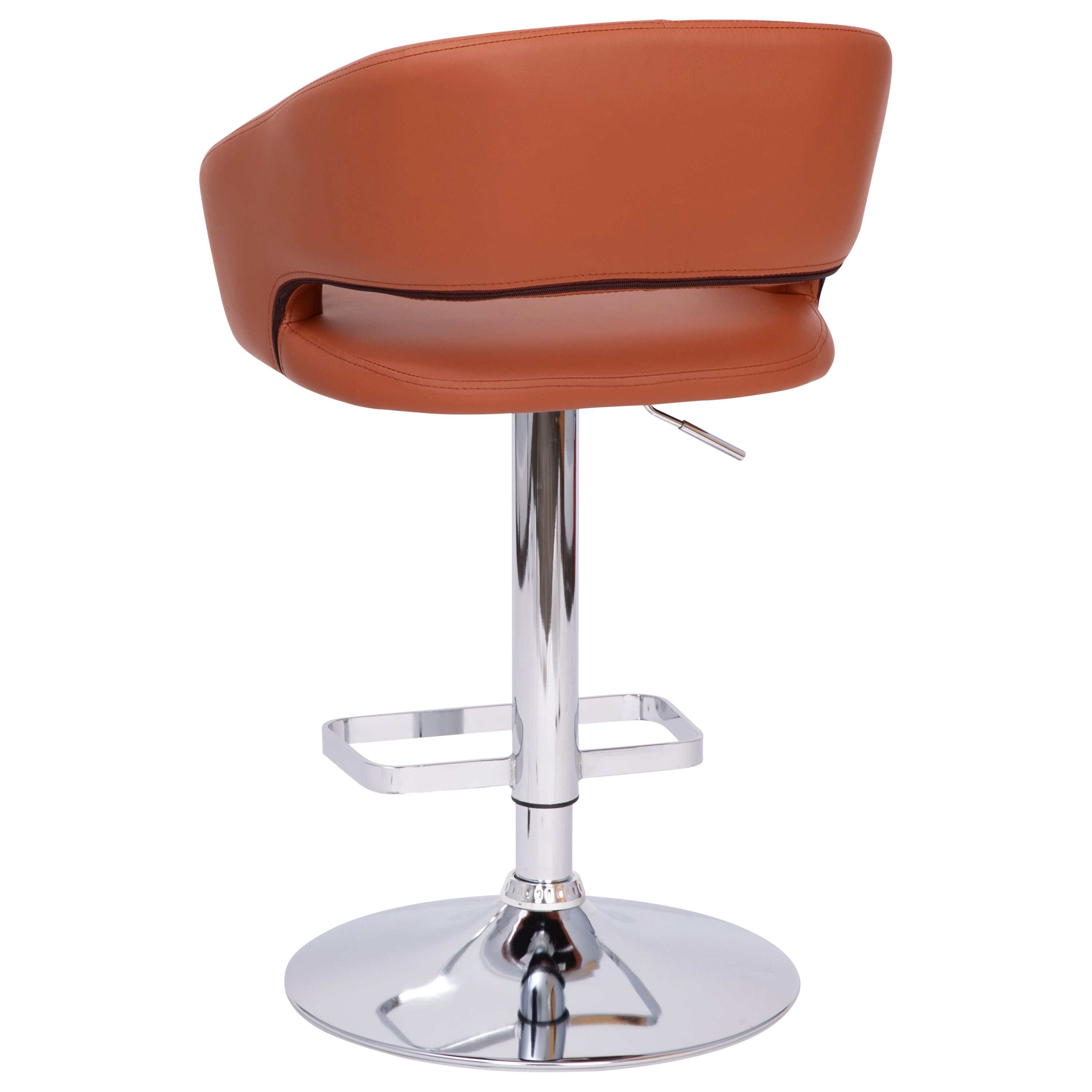 Contemporary Vinyl Adjustable Height Barstool with Rounded Mid-Back