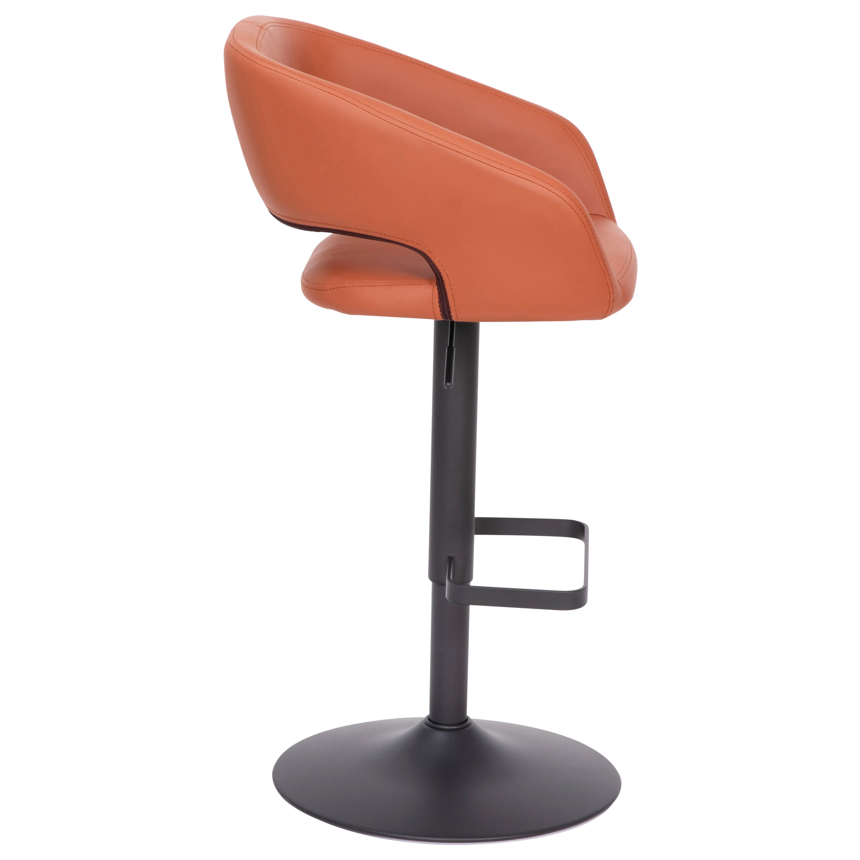 Contemporary Vinyl Adjustable Height Barstool with Rounded Mid-Back