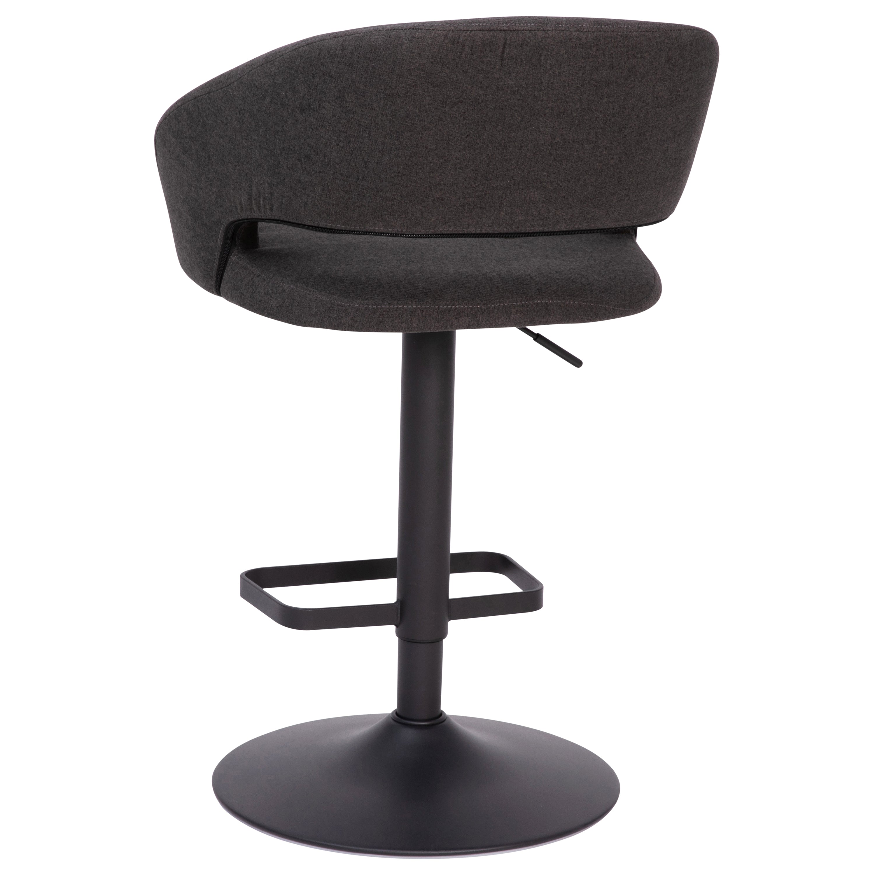 Contemporary Vinyl Adjustable Height Barstool with Rounded Mid-Back