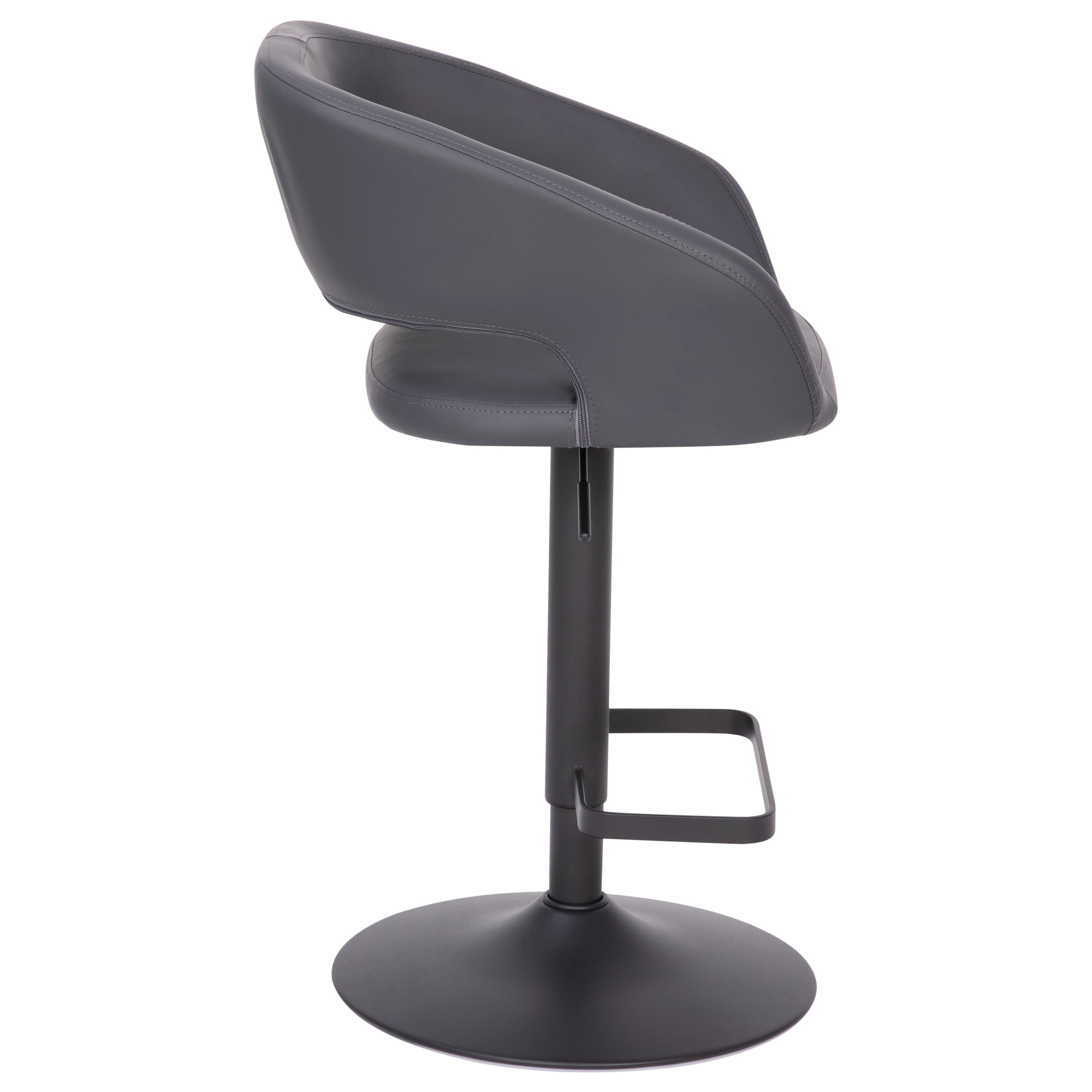 Contemporary Vinyl Adjustable Height Barstool with Rounded Mid-Back