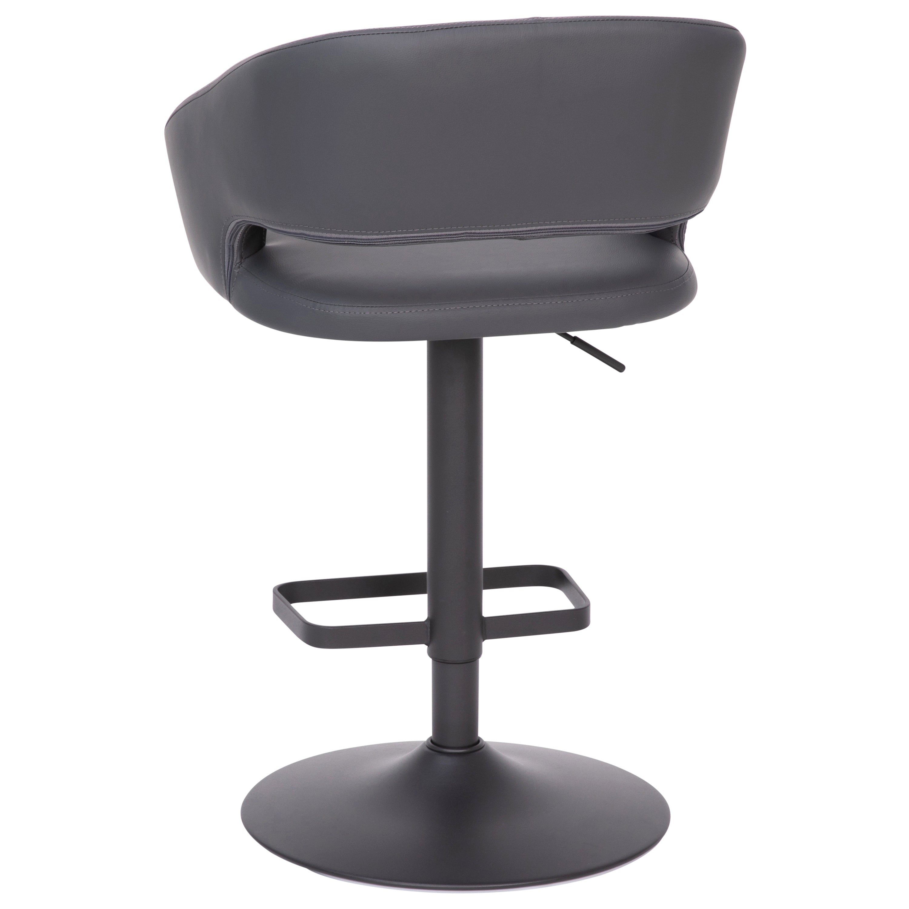 Contemporary Vinyl Adjustable Height Barstool with Rounded Mid-Back