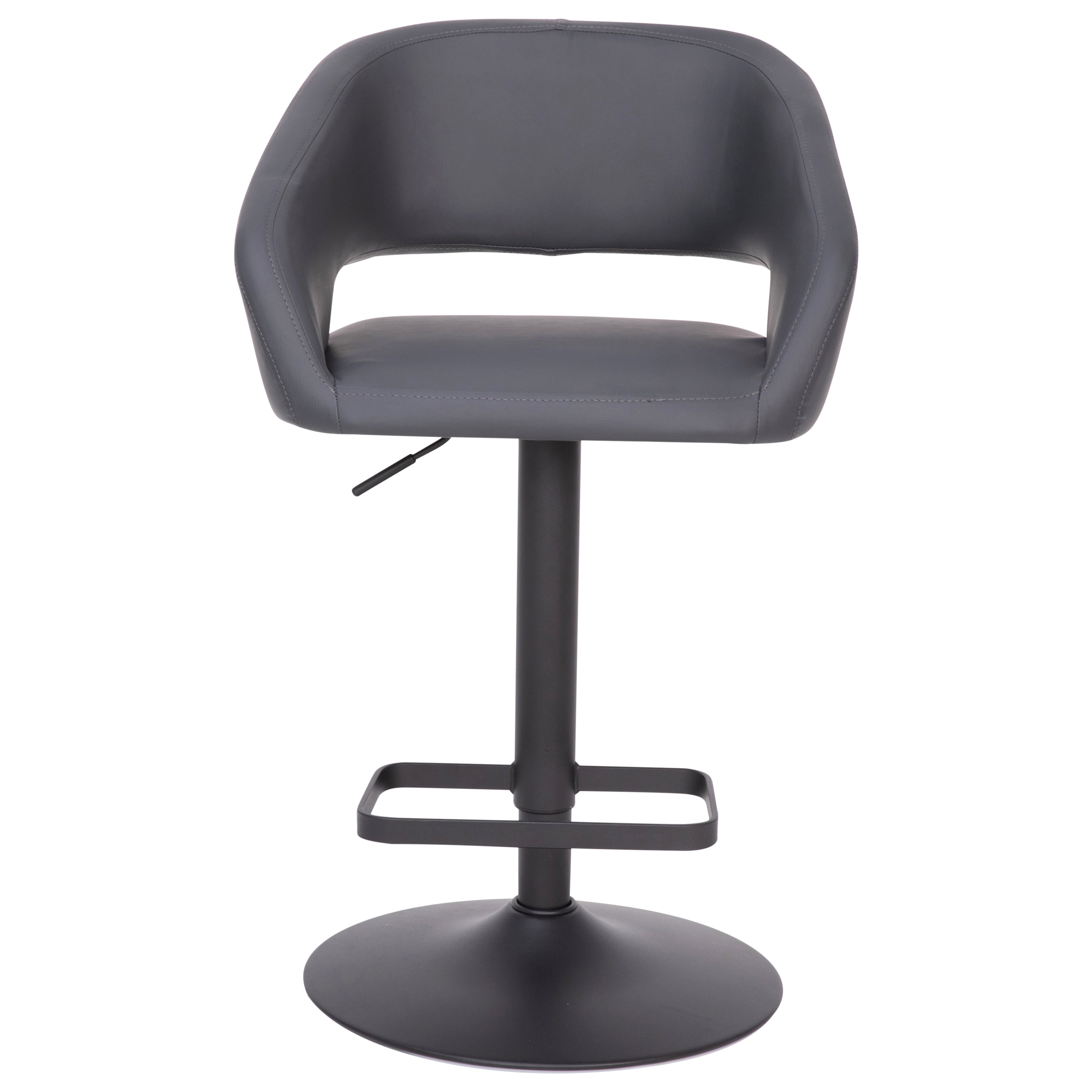Contemporary Vinyl Adjustable Height Barstool with Rounded Mid-Back