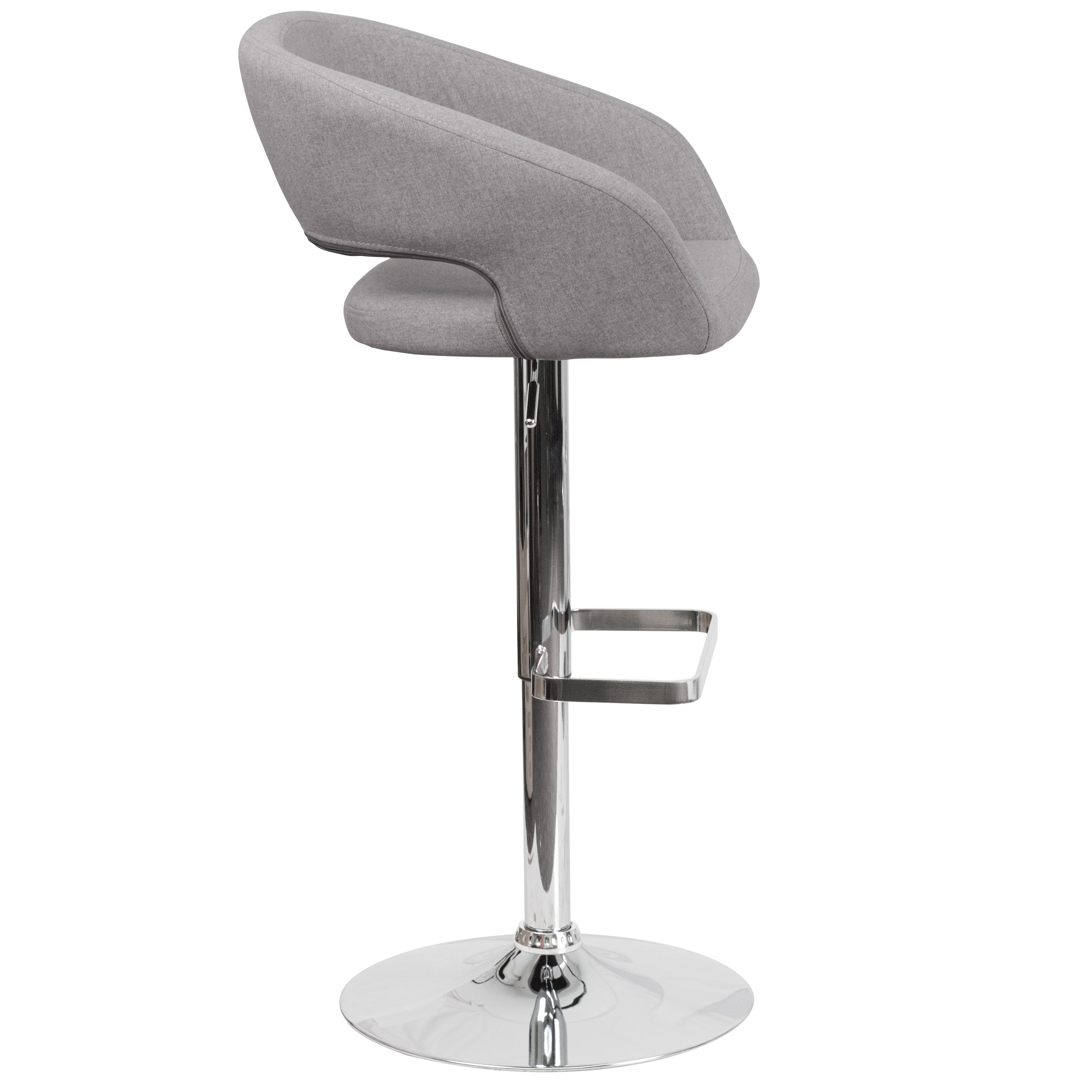 Contemporary Vinyl Adjustable Height Barstool with Rounded Mid-Back