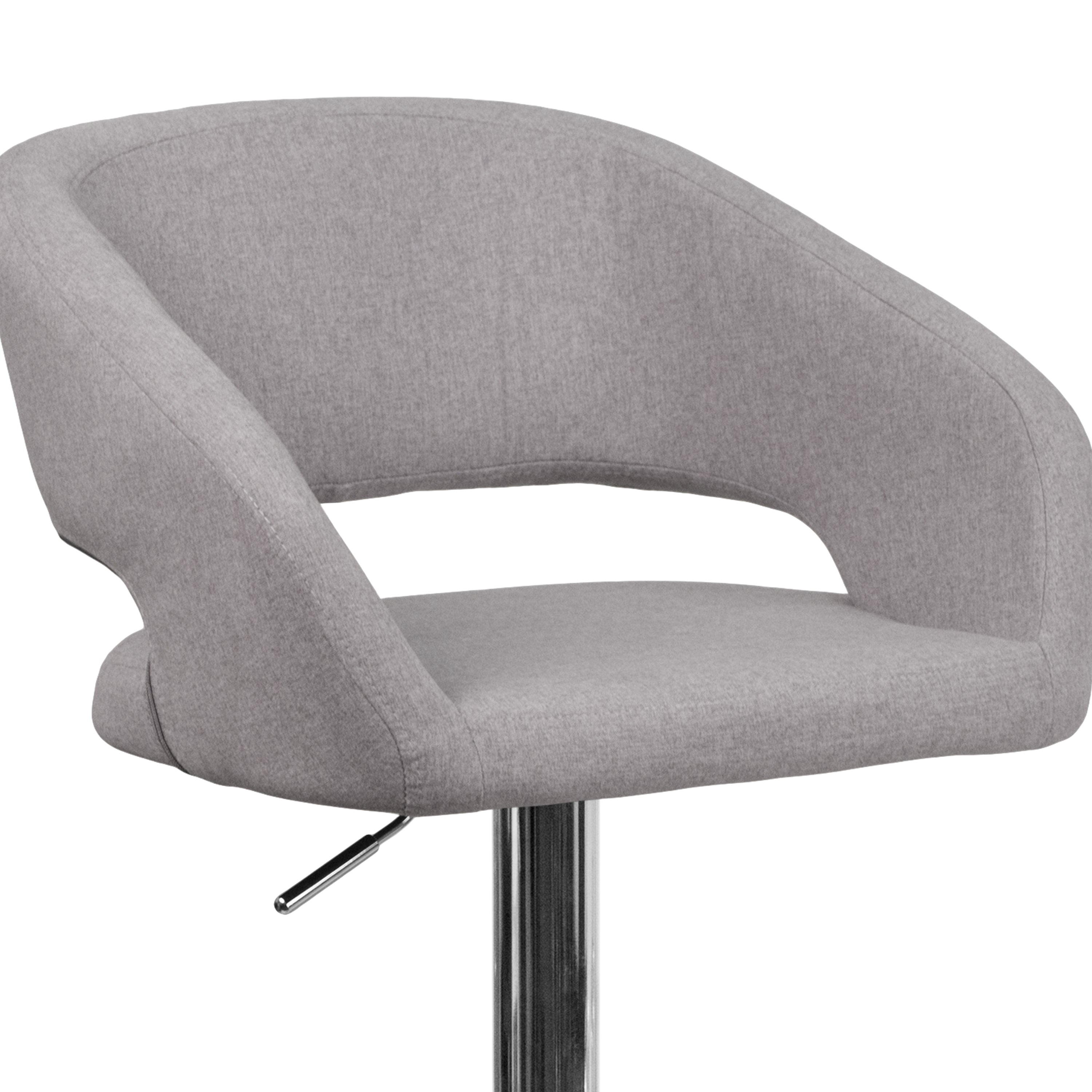 Contemporary Vinyl Adjustable Height Barstool with Rounded Mid-Back