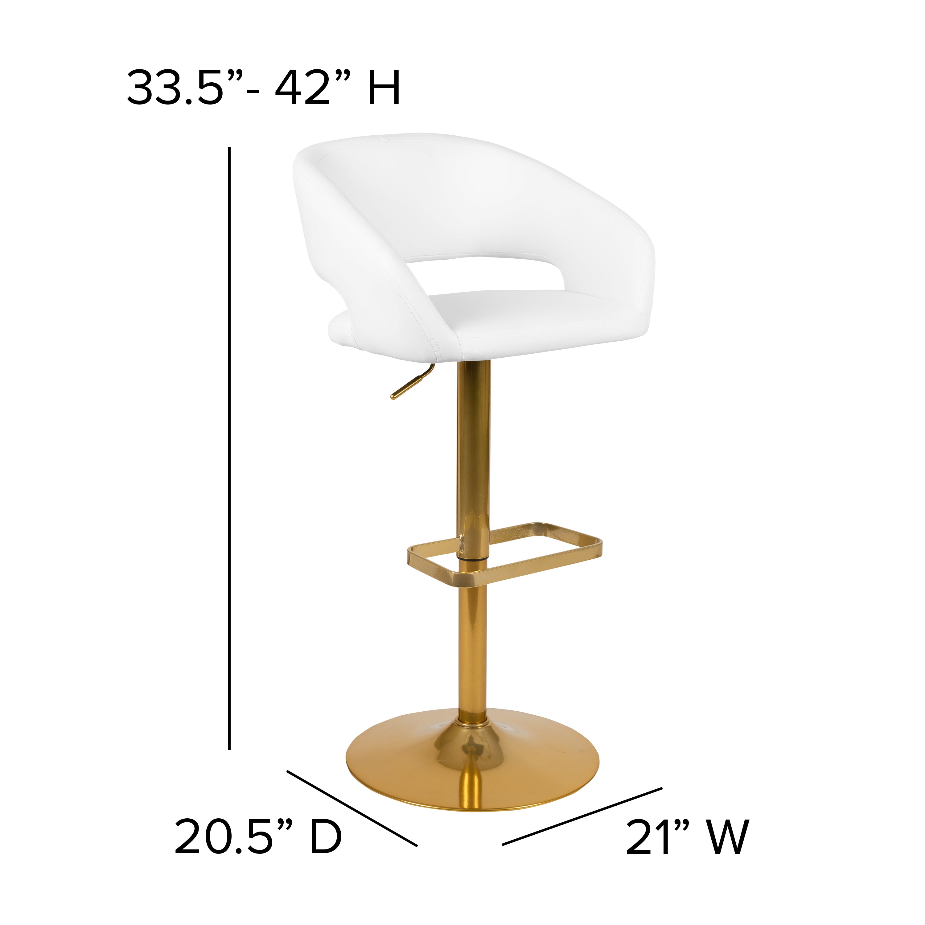 Contemporary Vinyl Adjustable Height Barstool with Rounded Mid-Back